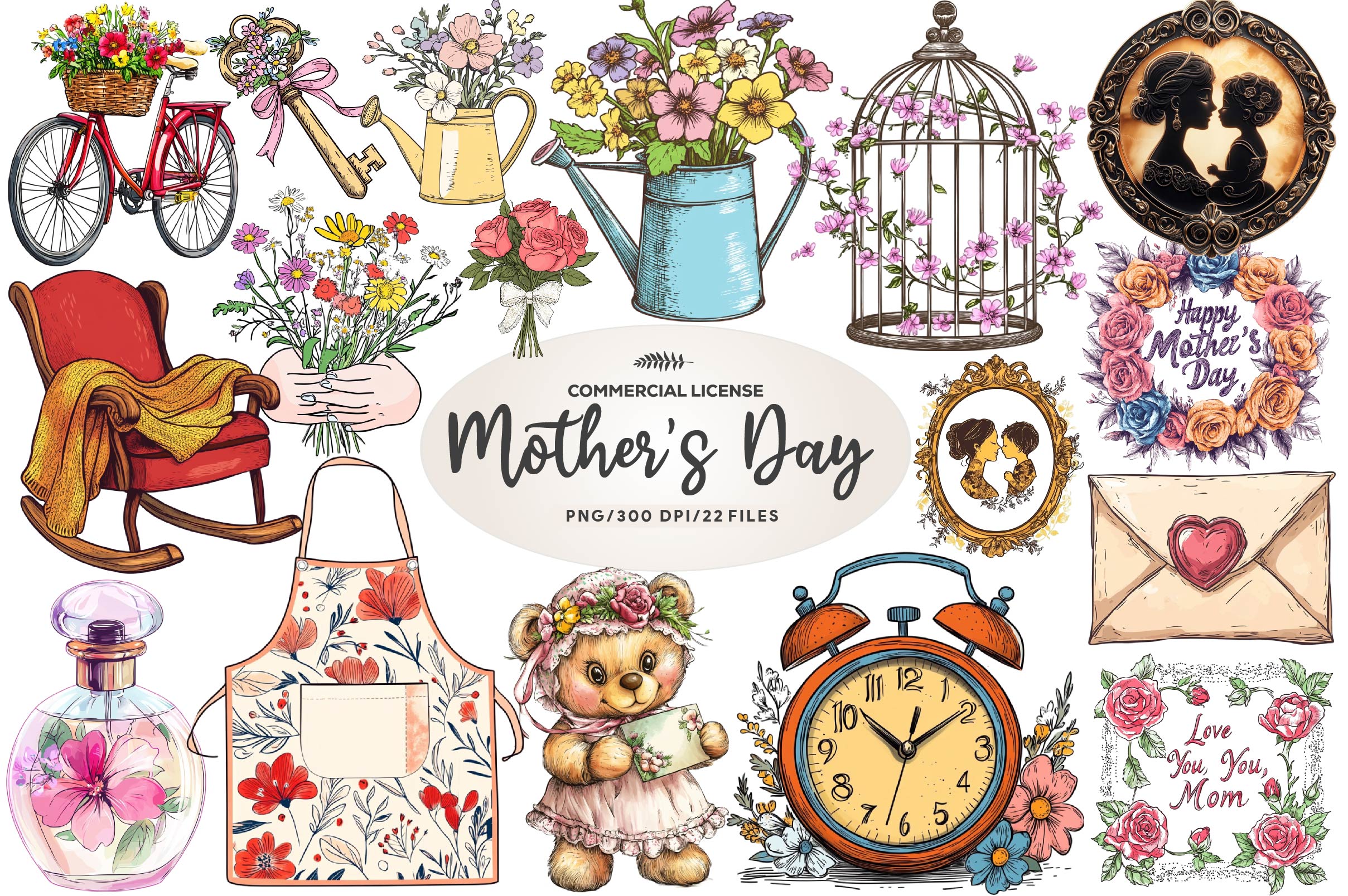 Vintage Mothers Day Clipart Bundle