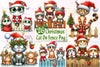 Christmas Cat On Fence Clipart Bundle