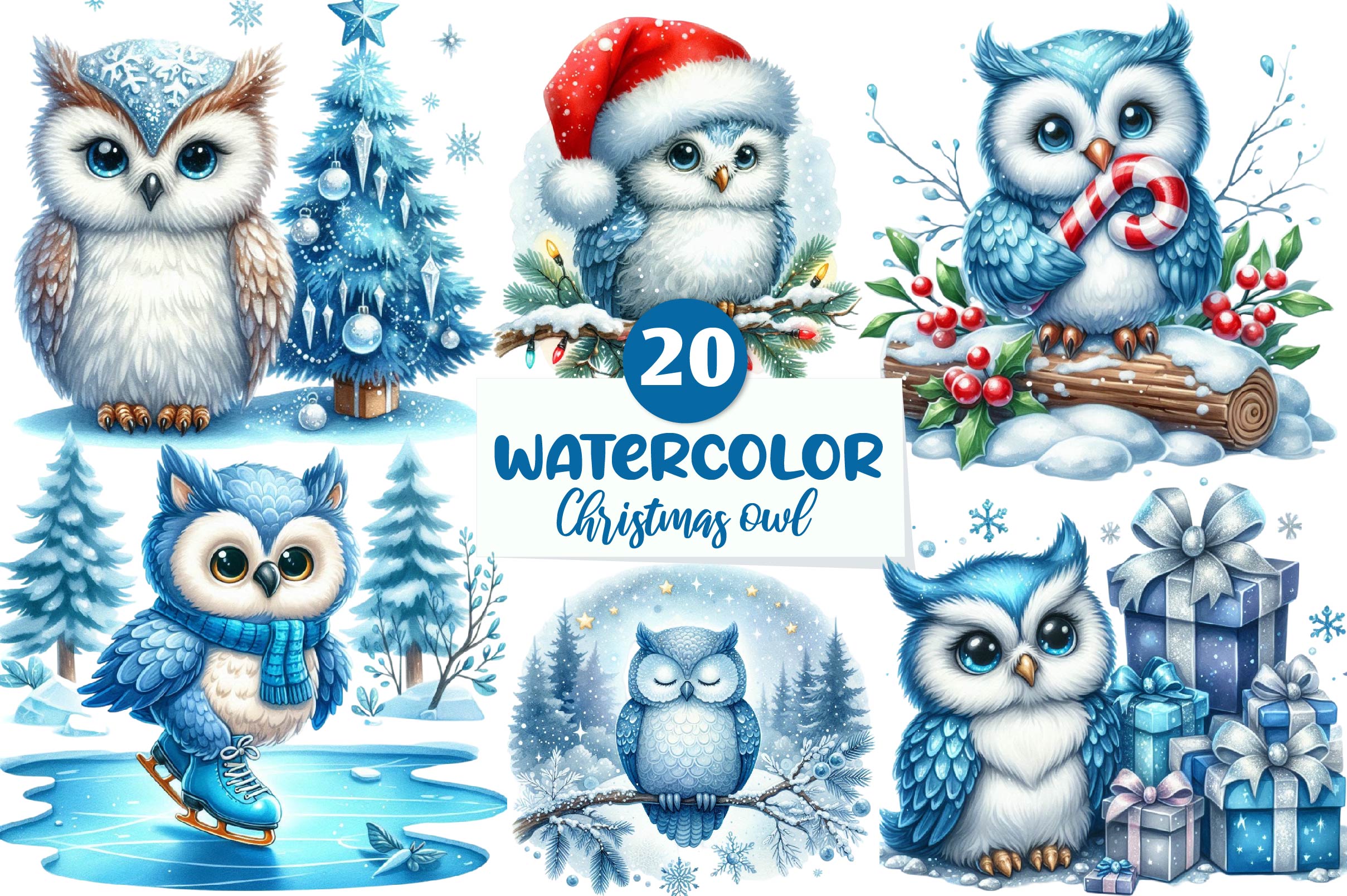 Christmas Owl Clipart Bundle