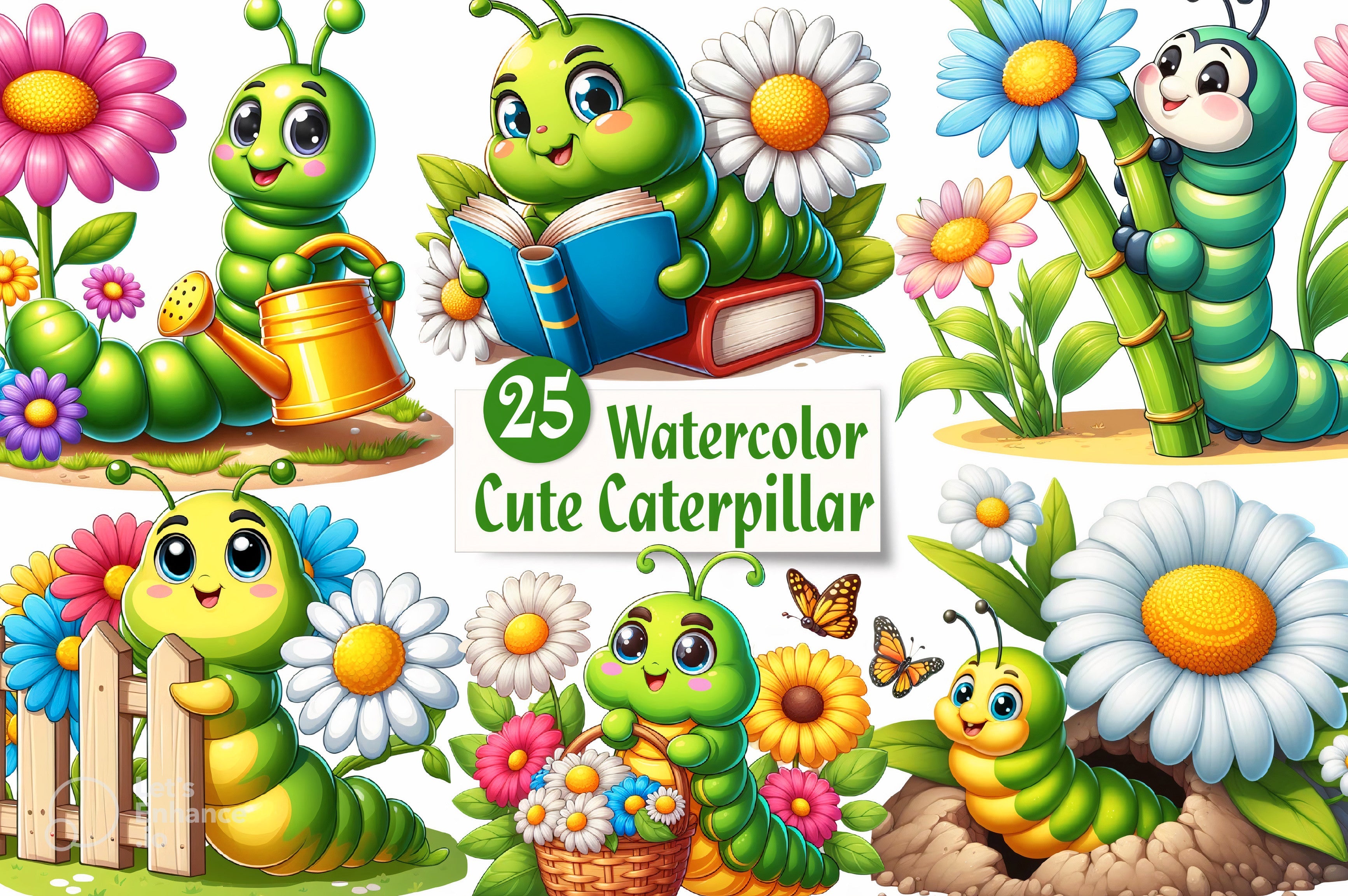 Cute Caterpillar Clipart Bundle