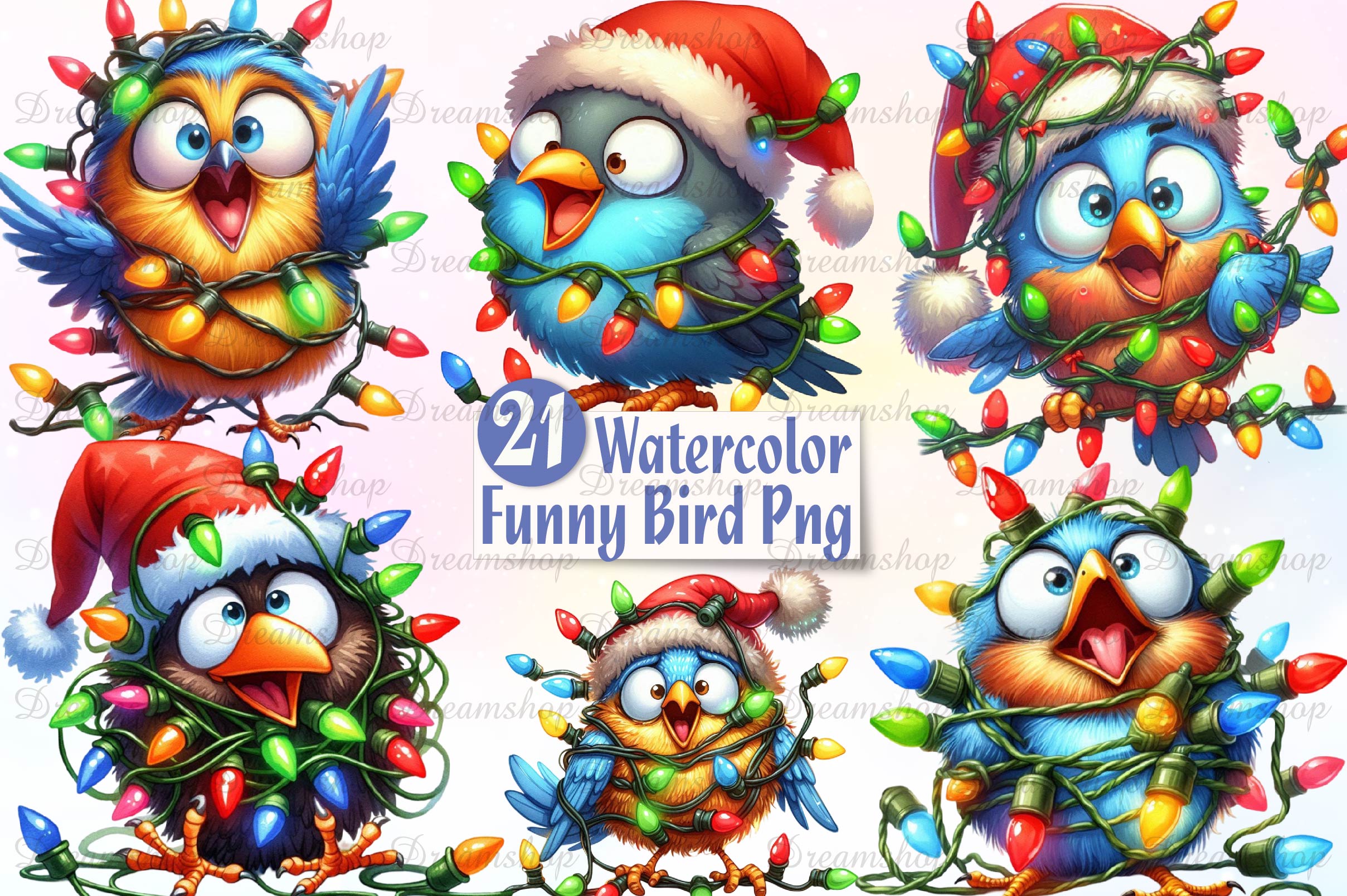 Funny Christmas Bird Clipart Bundle