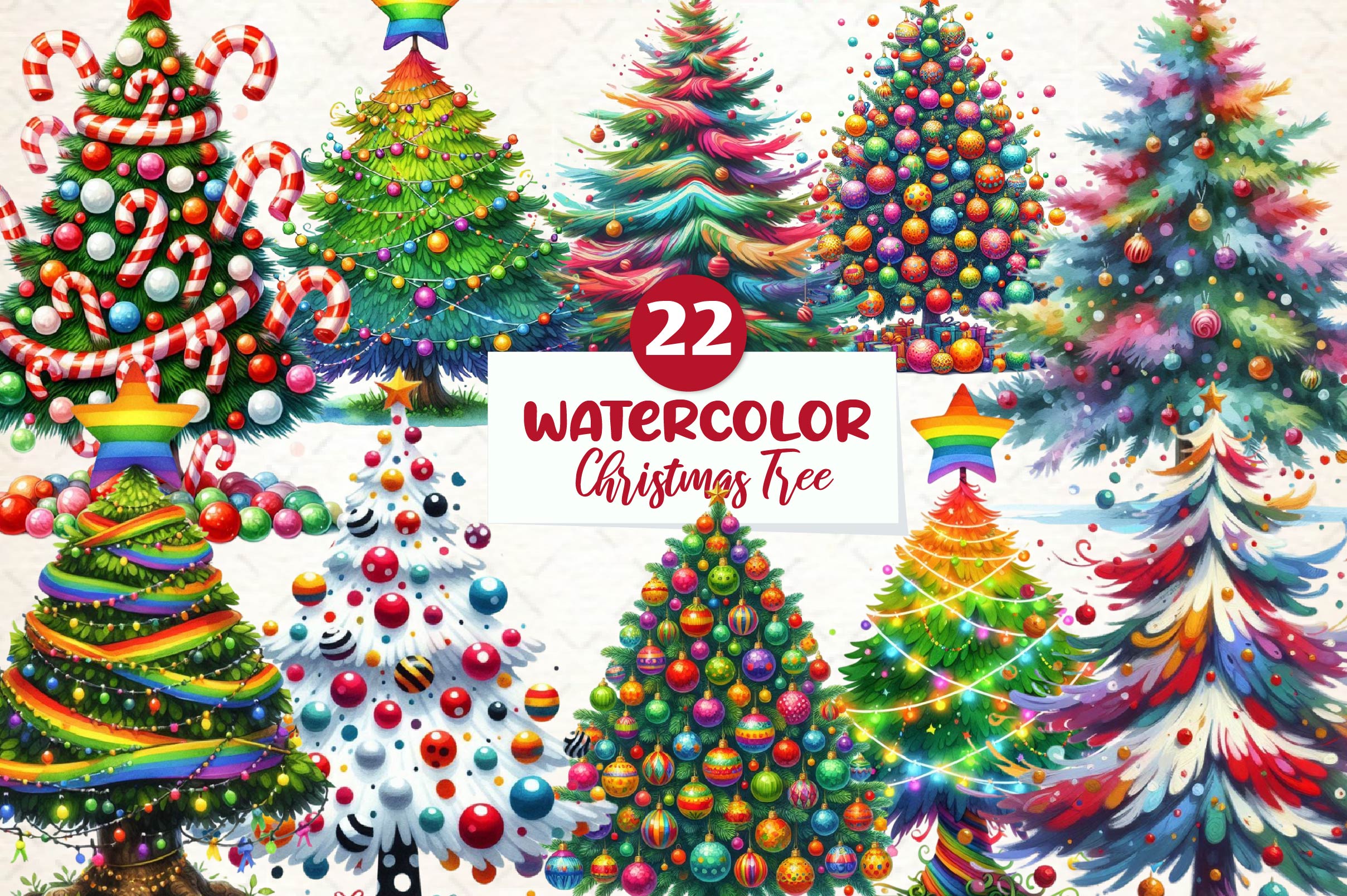 Festive Christmas Tree Clipart Bundle
