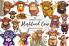 Cute Highland Cow Clipart Bundle