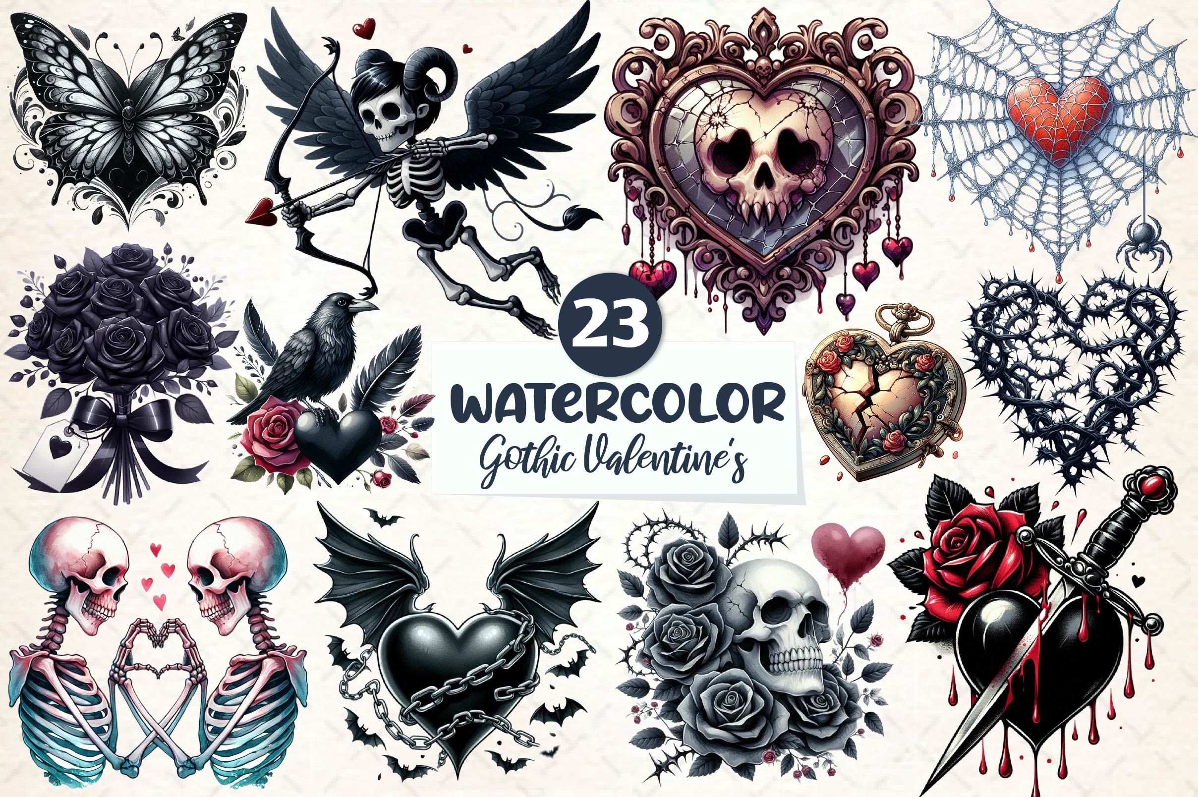 Gothic Valentine's Day Clipart Bundle 2