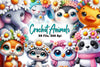 Crochet Animals And Flowers Clipart Bundle