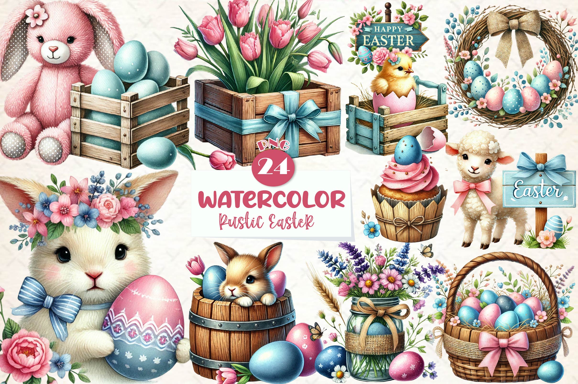 Rustic Easter Day Clipart Bundle