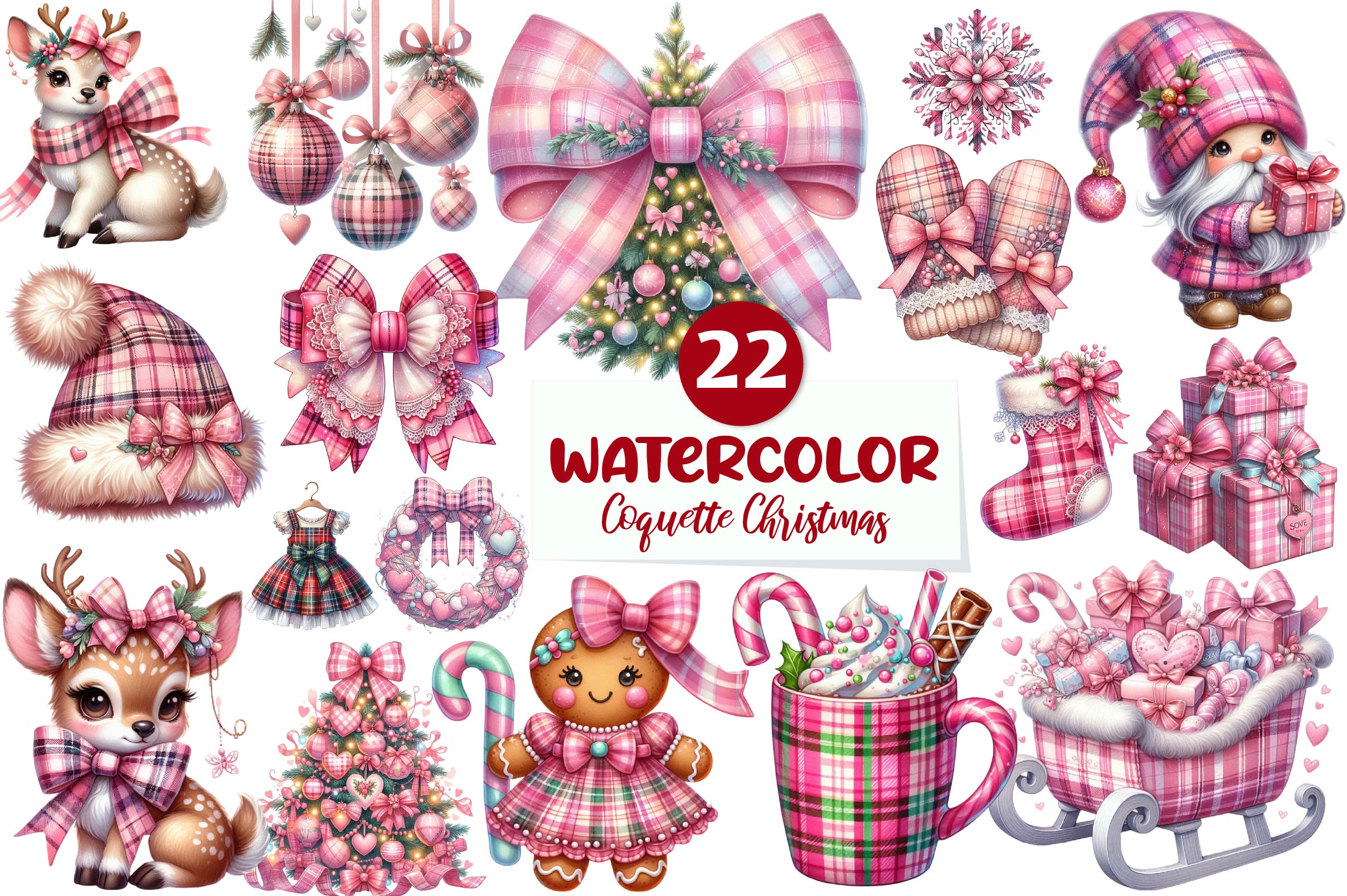 Coquette Christmas Clipart Bundle