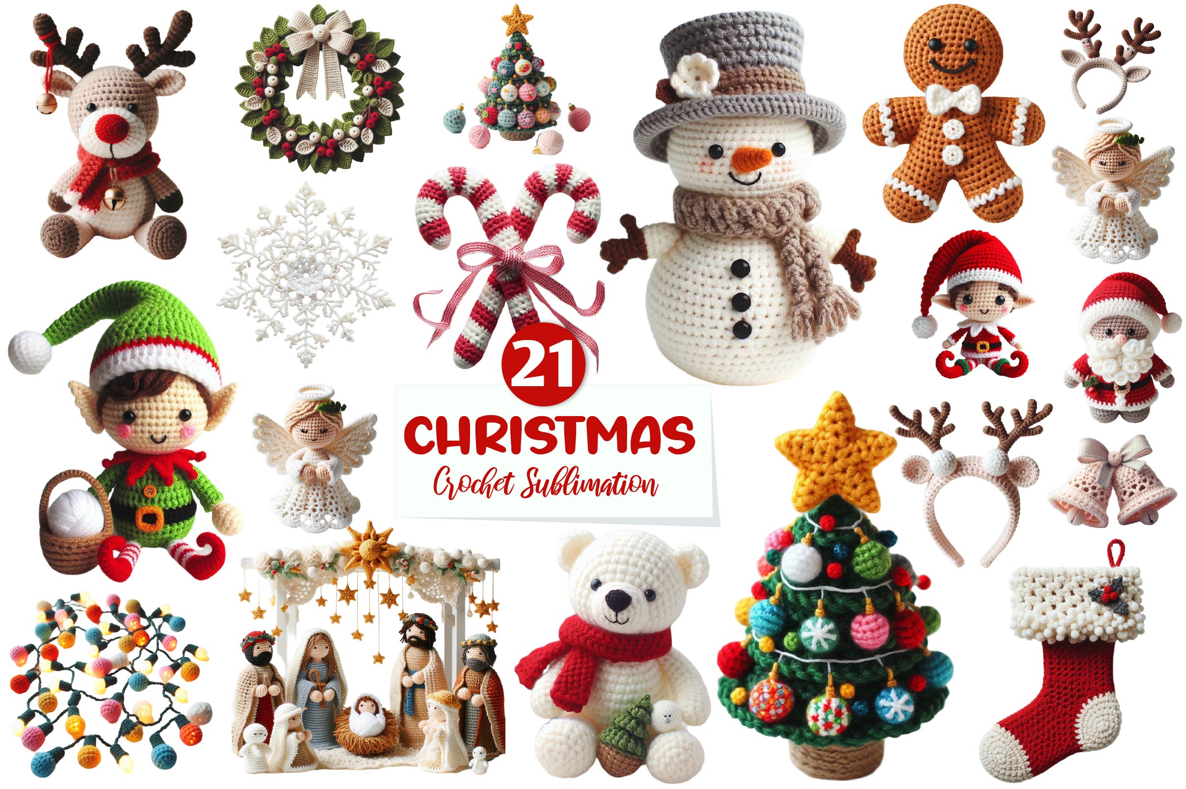 Crochet Christmas Clipart Bundle