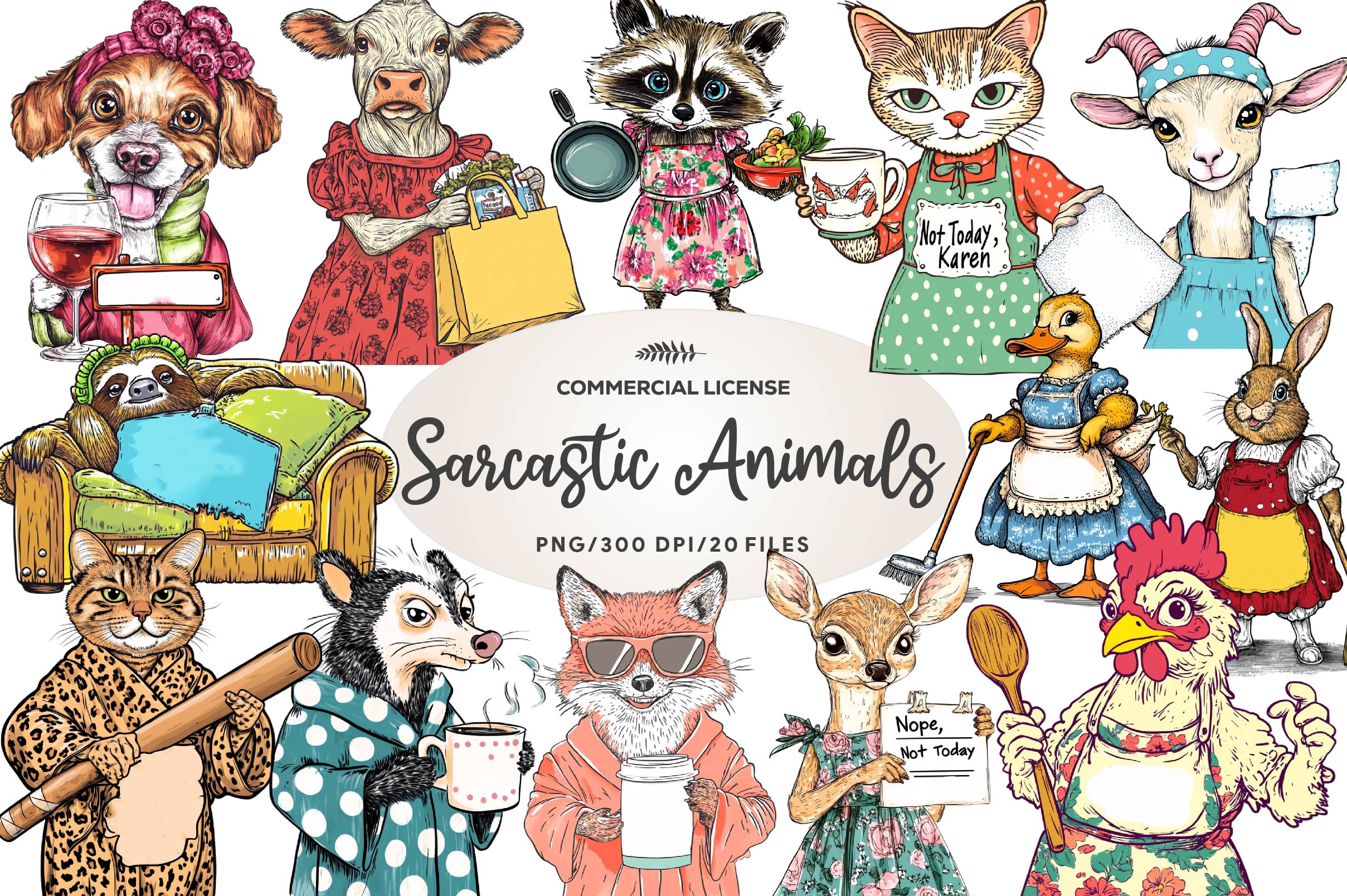 Sarcastic Animals Clipart Bundle