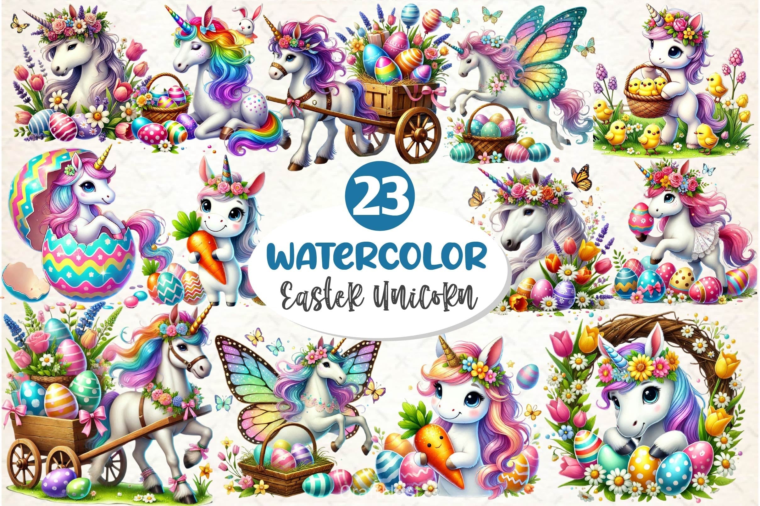 Easter Unicorn Clipart Bundle 3