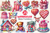 Striped Valentines Cottage Clipart Bundle