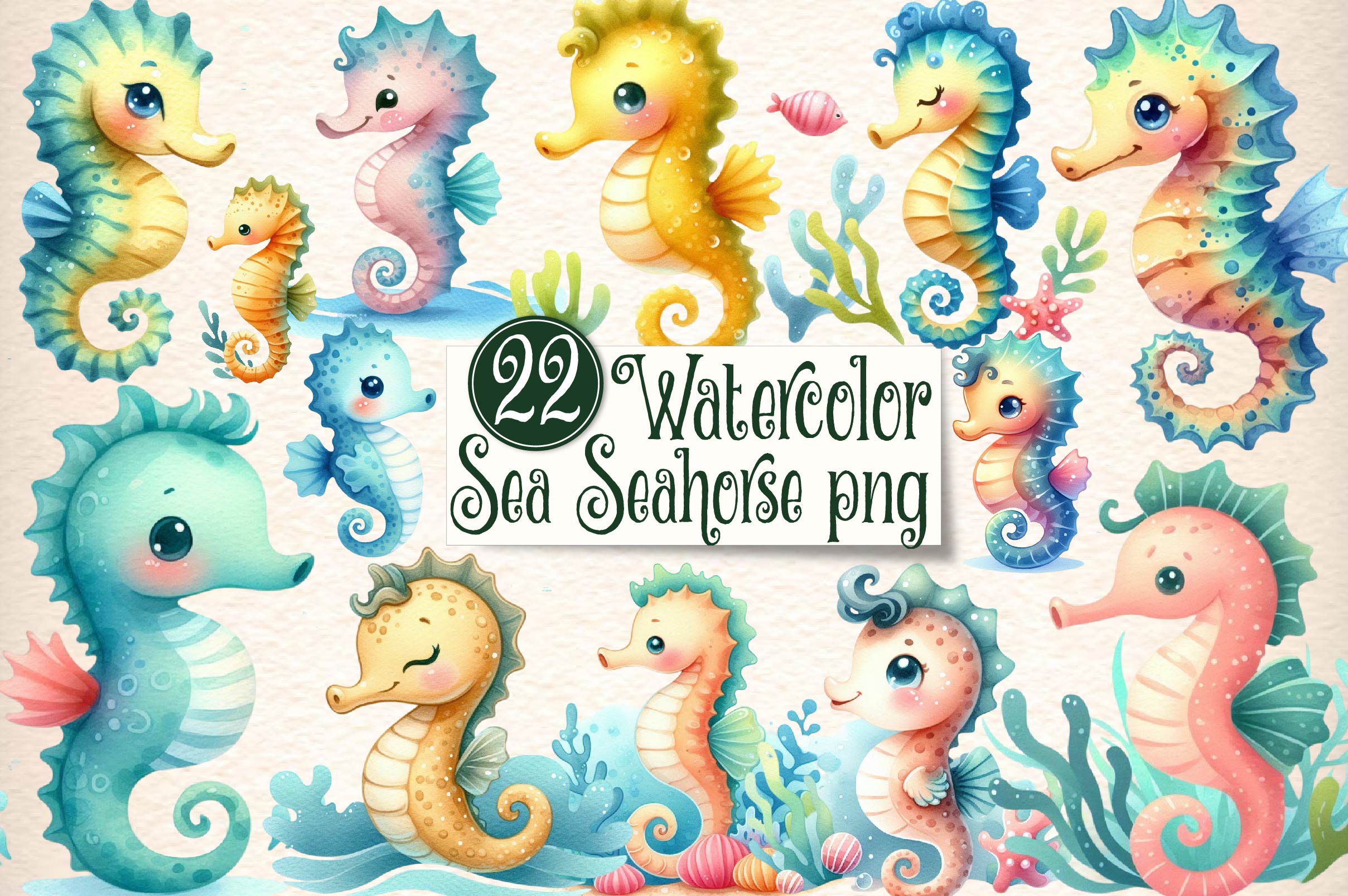 Sea Seahorse Clipart Bundle