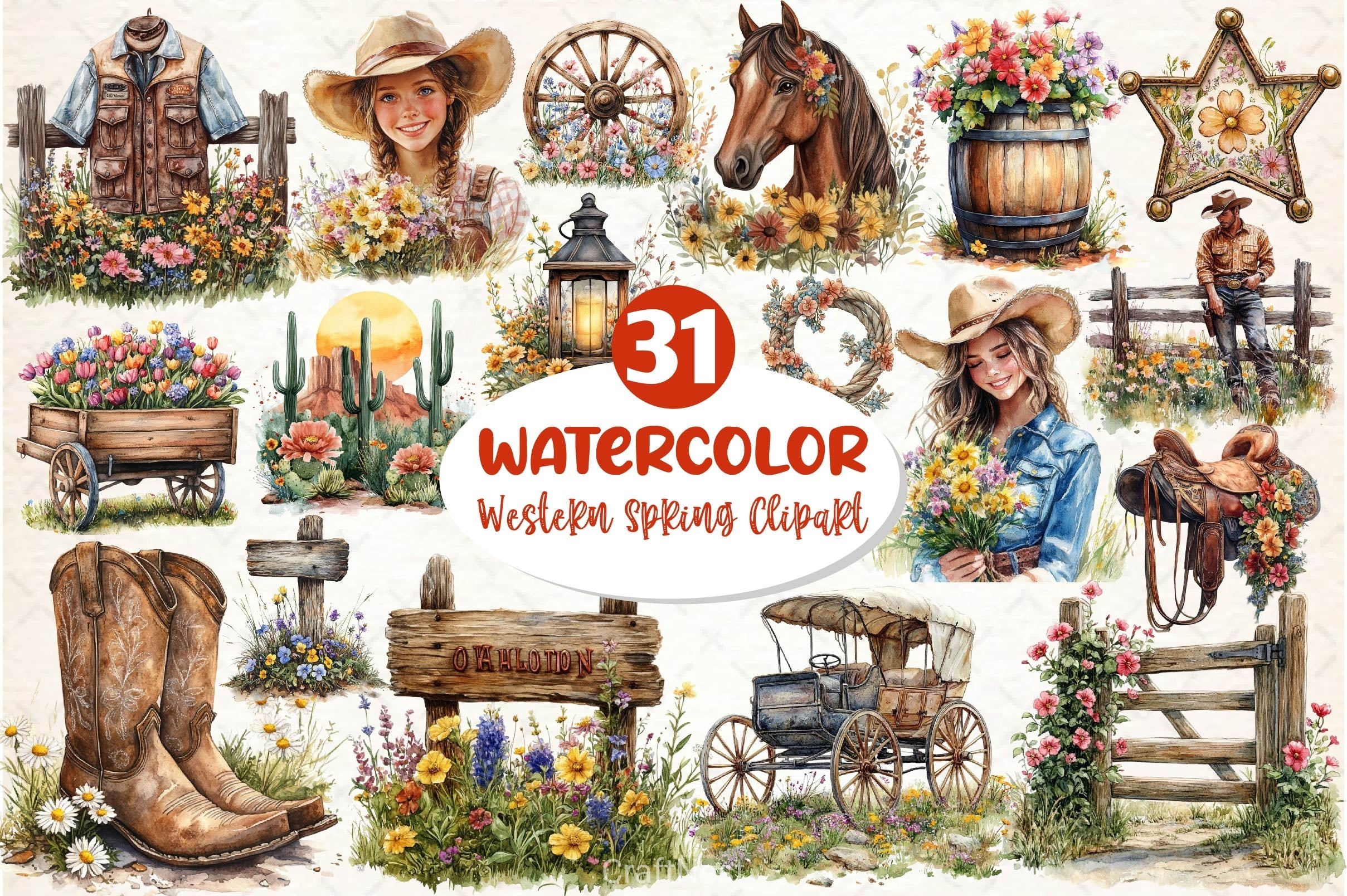 Western Spring Clipart Bundle 5