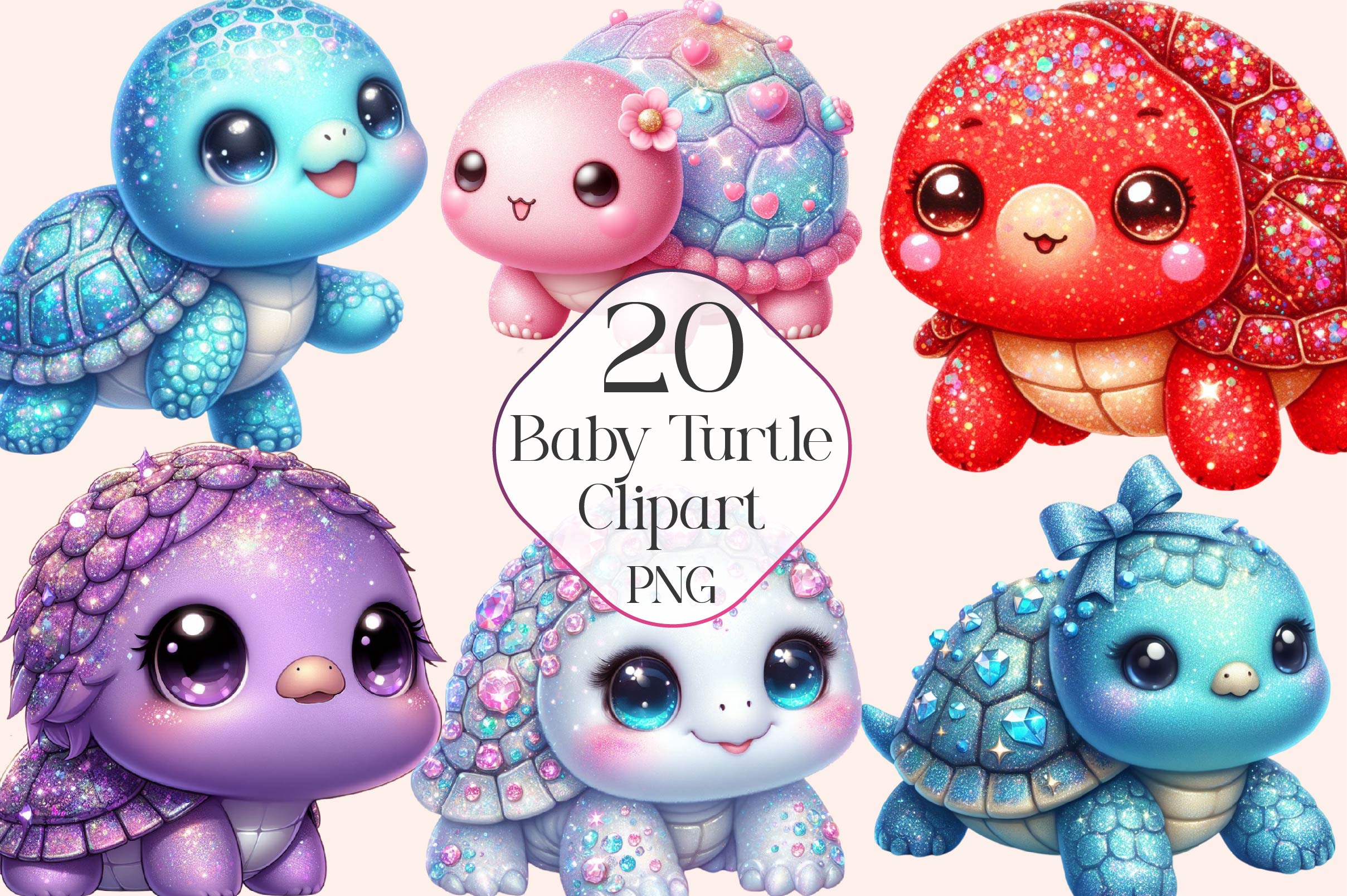 Cute Baby Turtle Clipart Bundle