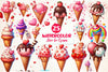 Valentine Love Ice Cream Cone Clipart Bundle