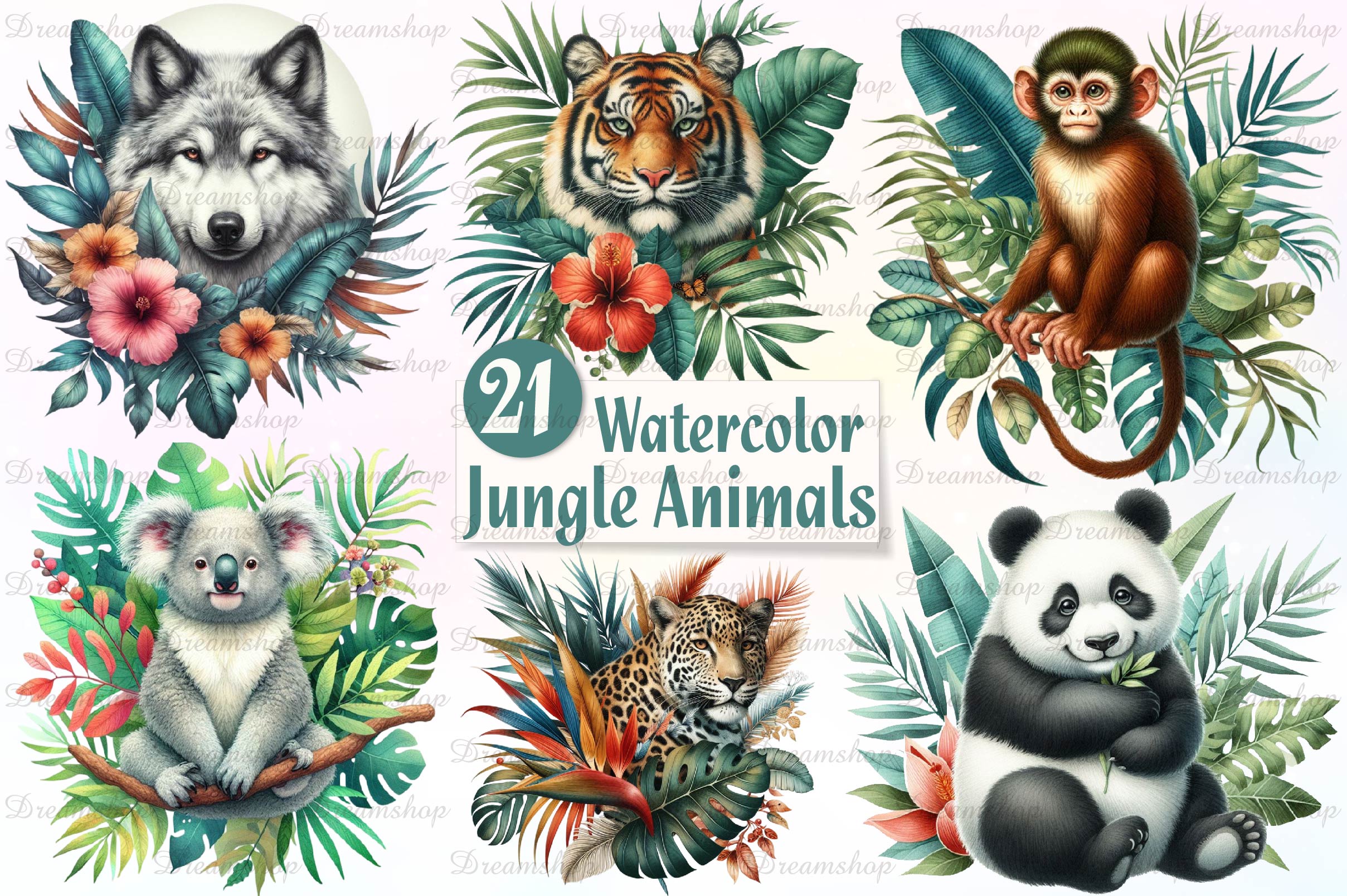 Jungle Animals Clipart Bundle