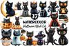 Halloween Whimsical Black Cat Clipart Bundle