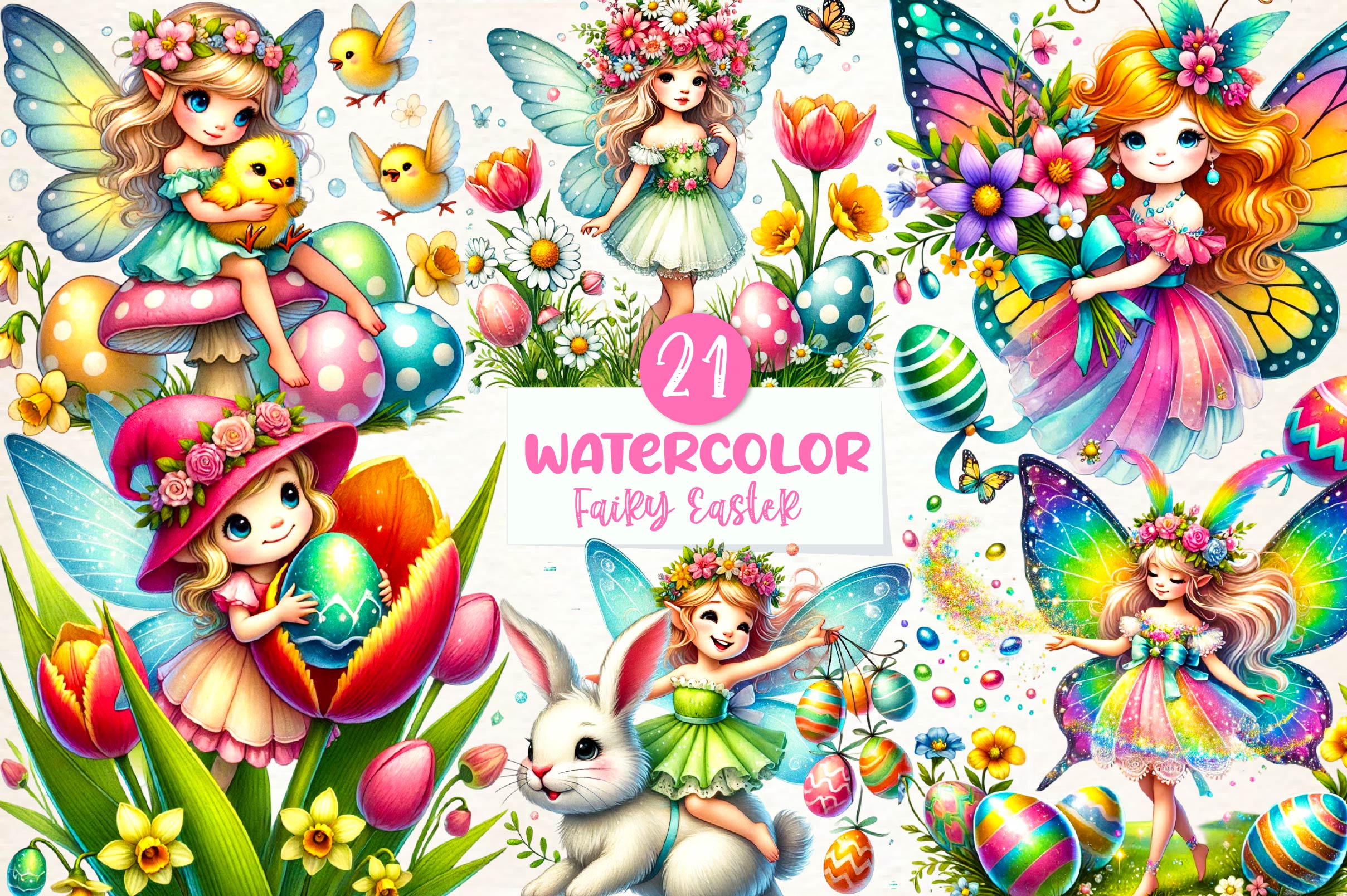 Fairy Easter Clipart Bundle