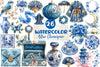 Blue Chinoiserie Summer Clipart Bundle 2