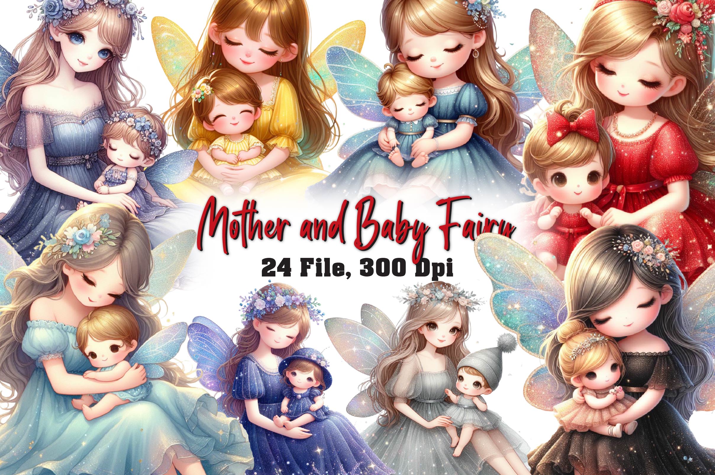 Mother And Baby Fairy Clipart Bundle