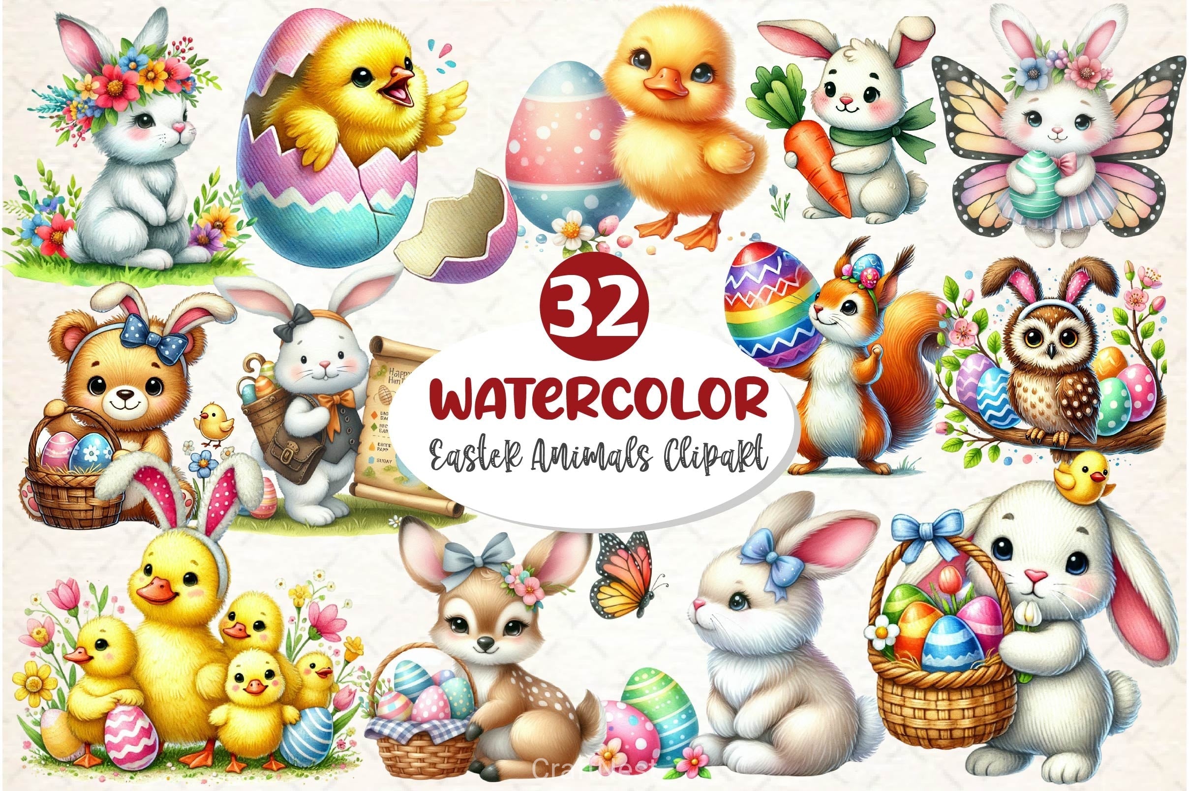 Easter Animals Clipart Bundle 2