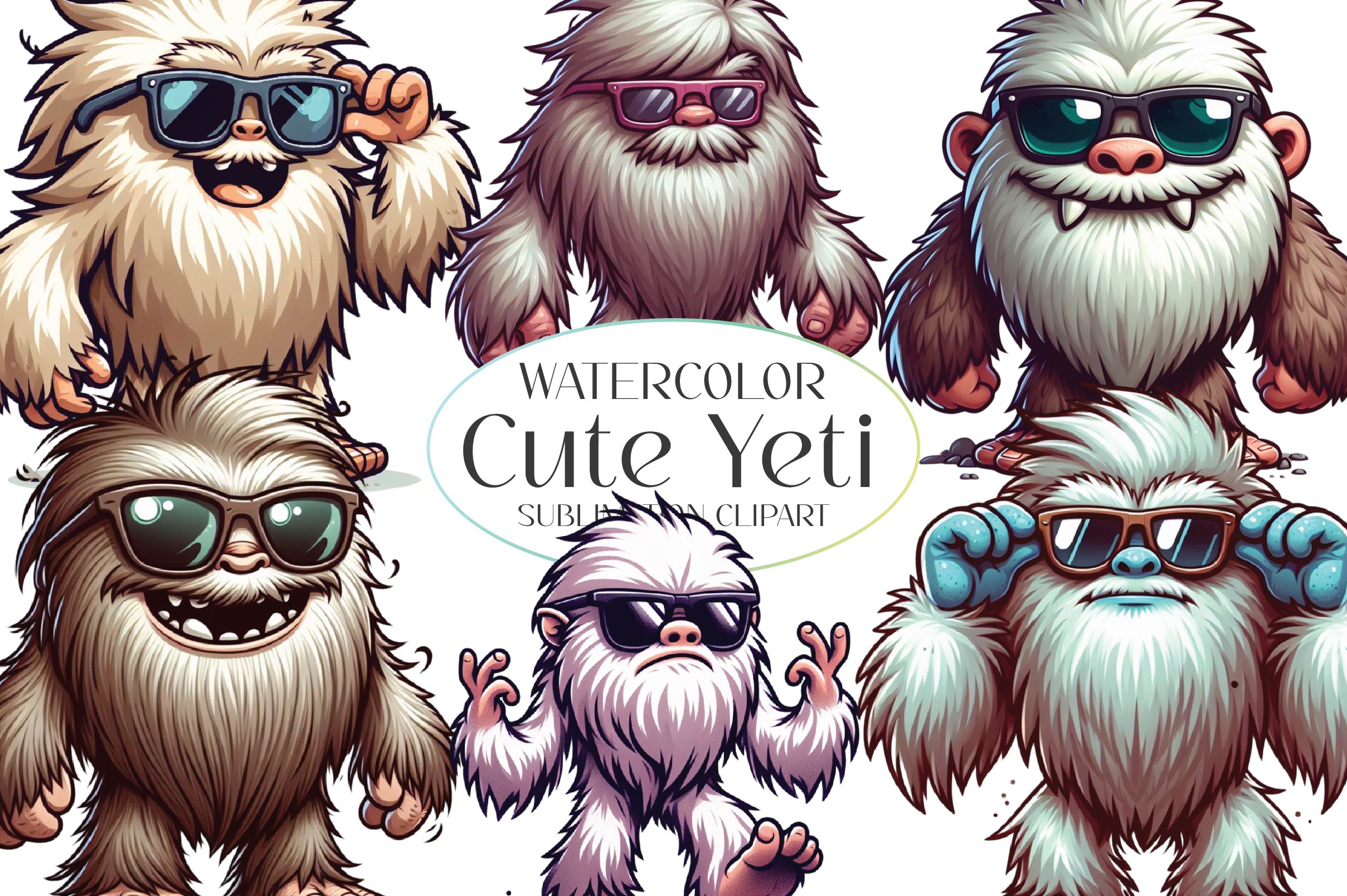 Cute Yeti Clipart Bundle 1