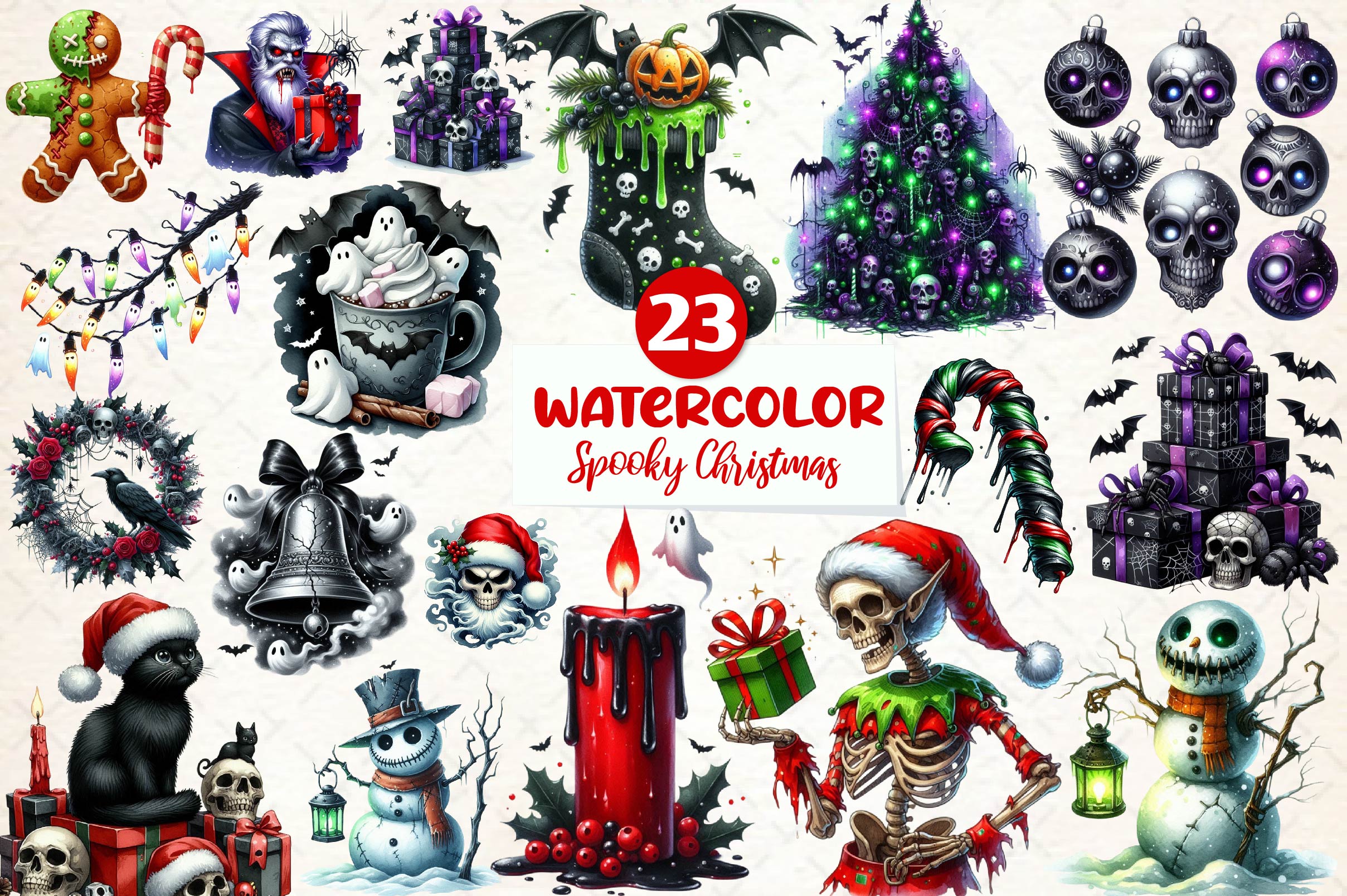 Spooky Christmas Clipart Bundle