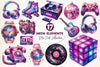 Neon Retro Pink Elements Clipart Bundle 2