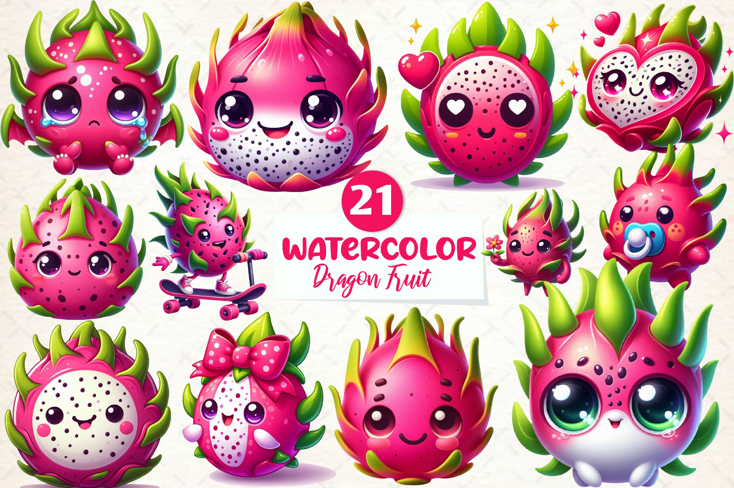 Dragon Fruit Clipart Bundle