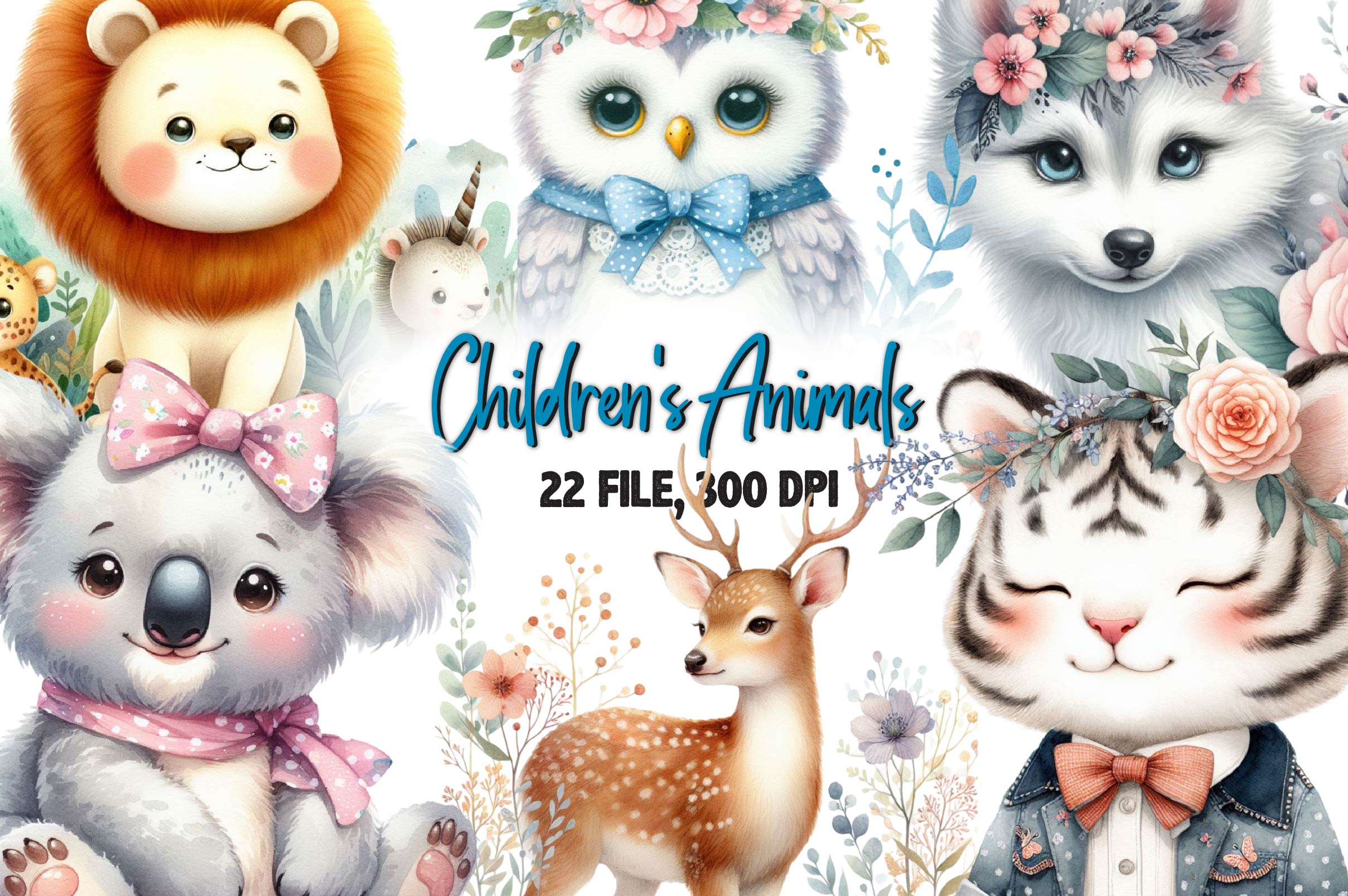 Children's Animal Book Clipart Bundle