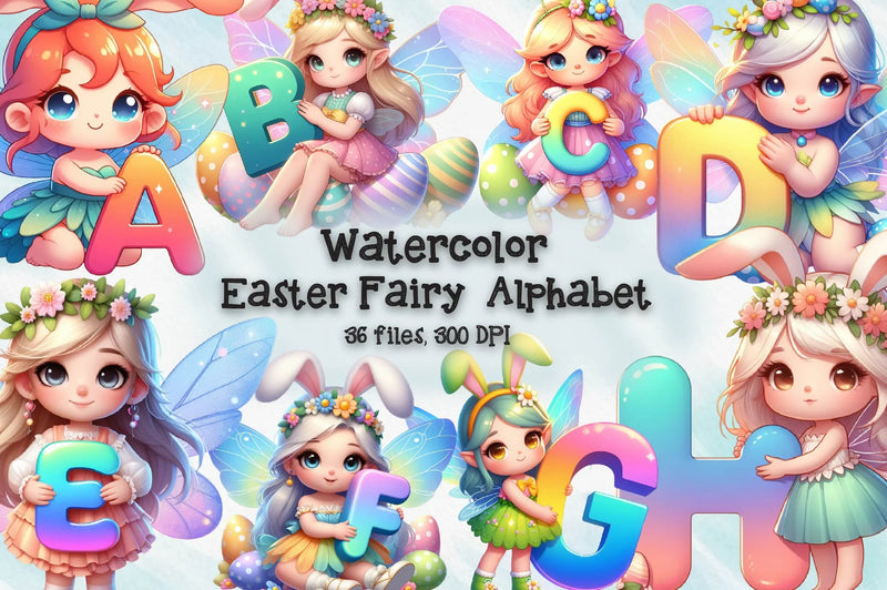 Easter Alphabet Fairy Clipart Bundle - CraftNest - Digital Crafting and Art