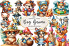 Beach Dog Gnome Collection Clipart Bundle