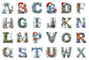 Christmas Alphabet Numbers Reindeer Santa Snowman Clipart Bundle