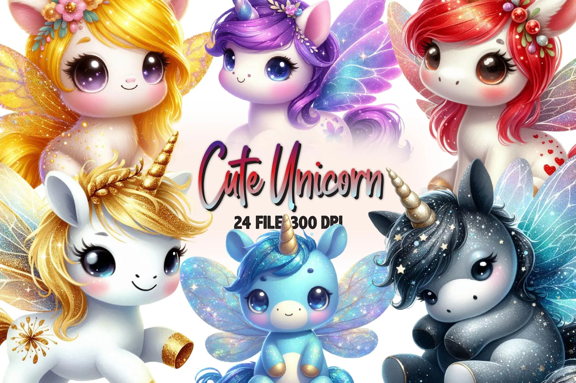 Cute Unicorn Clipart Bundle - CraftNest - Digital Crafting and Art