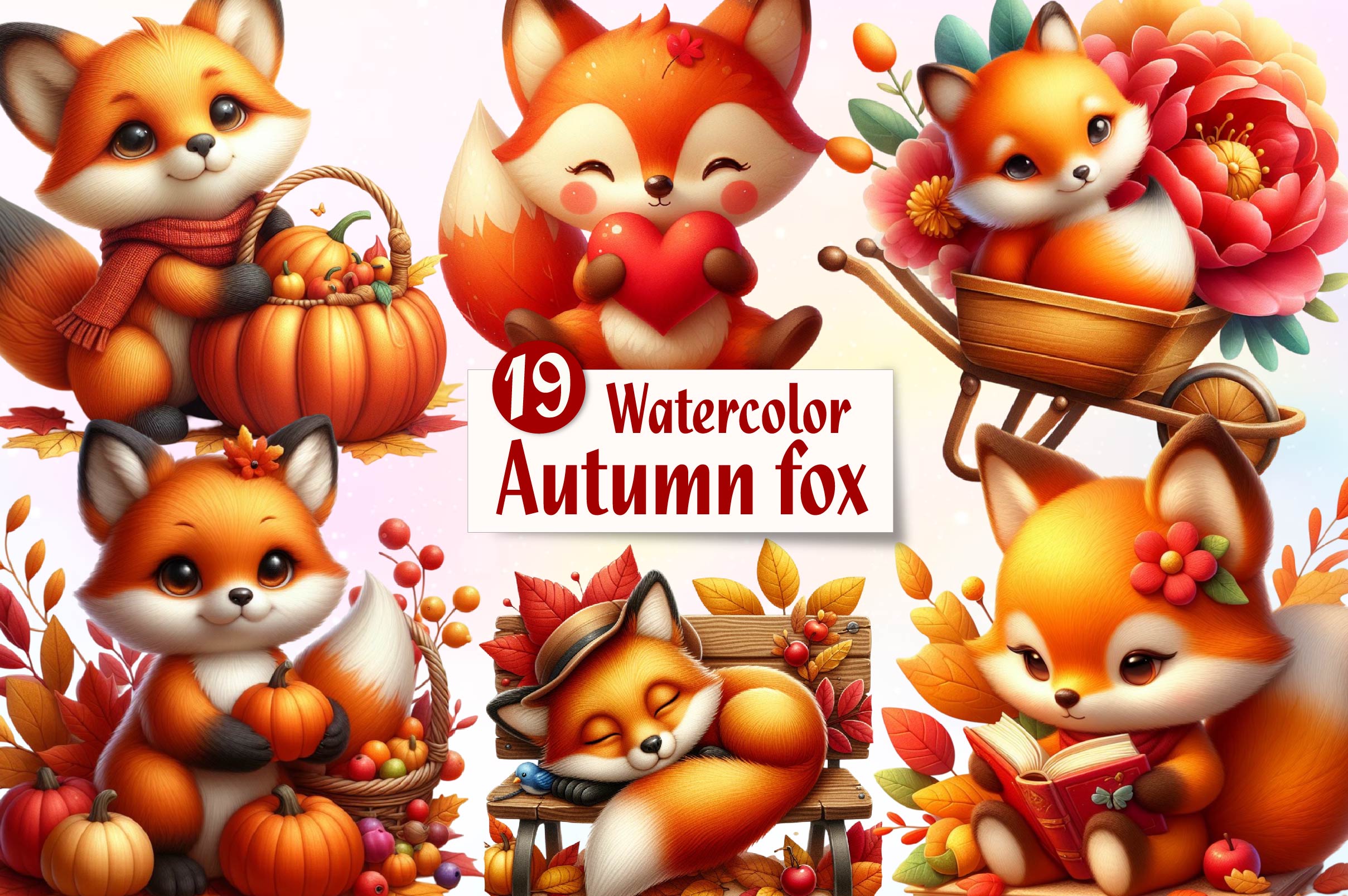 Autumn Fox Clipart Bundle