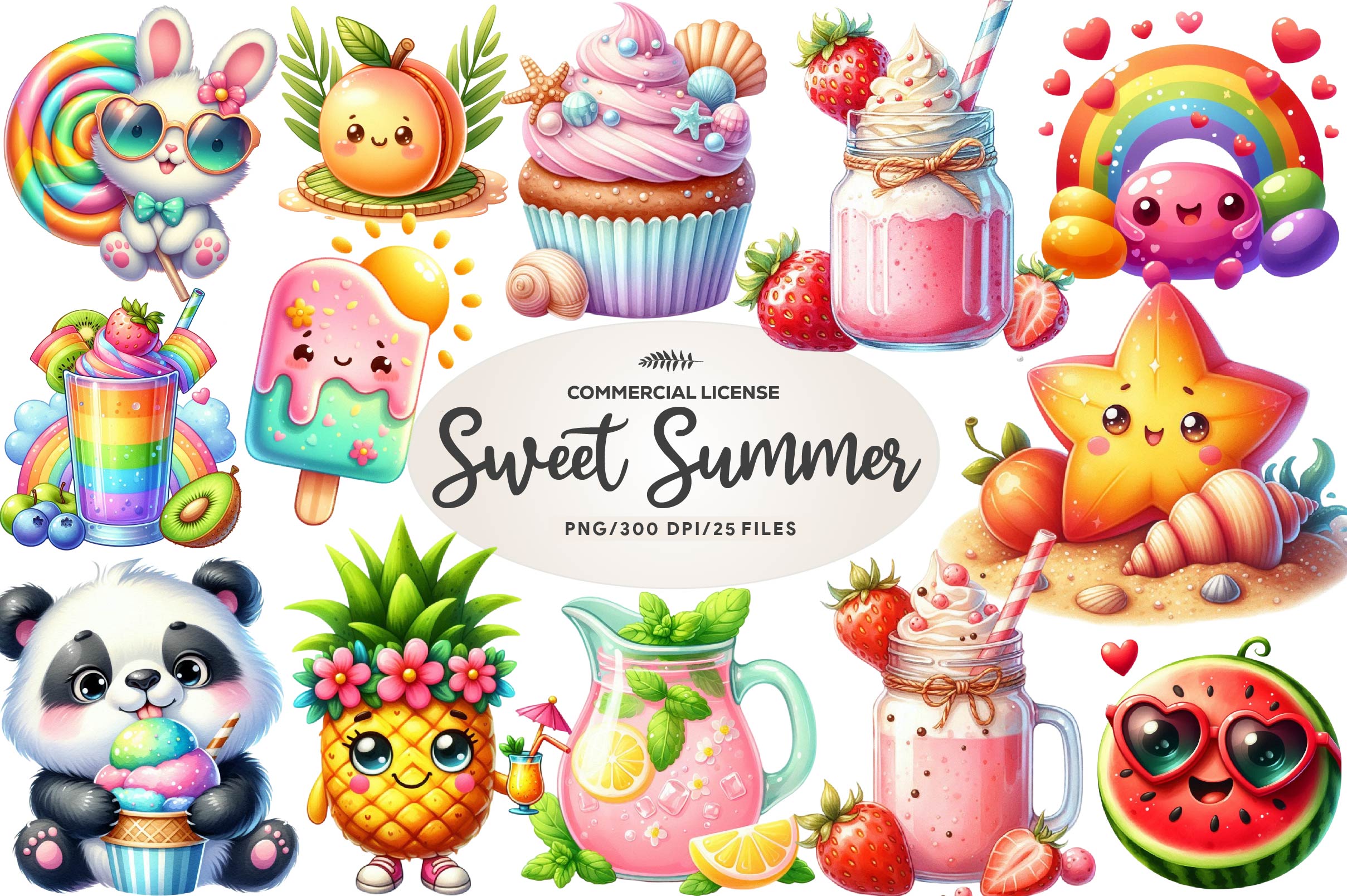 Cute Sweet Summer Clipart Bundle 1