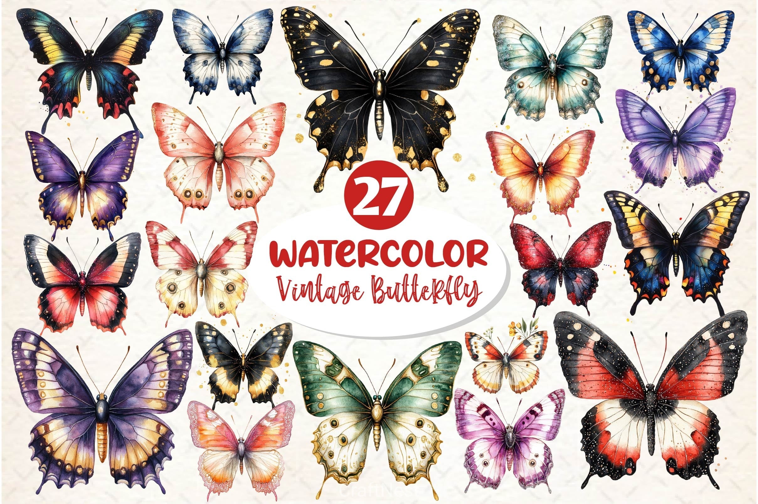 Glitter Butterfly Clipart Bundle 5