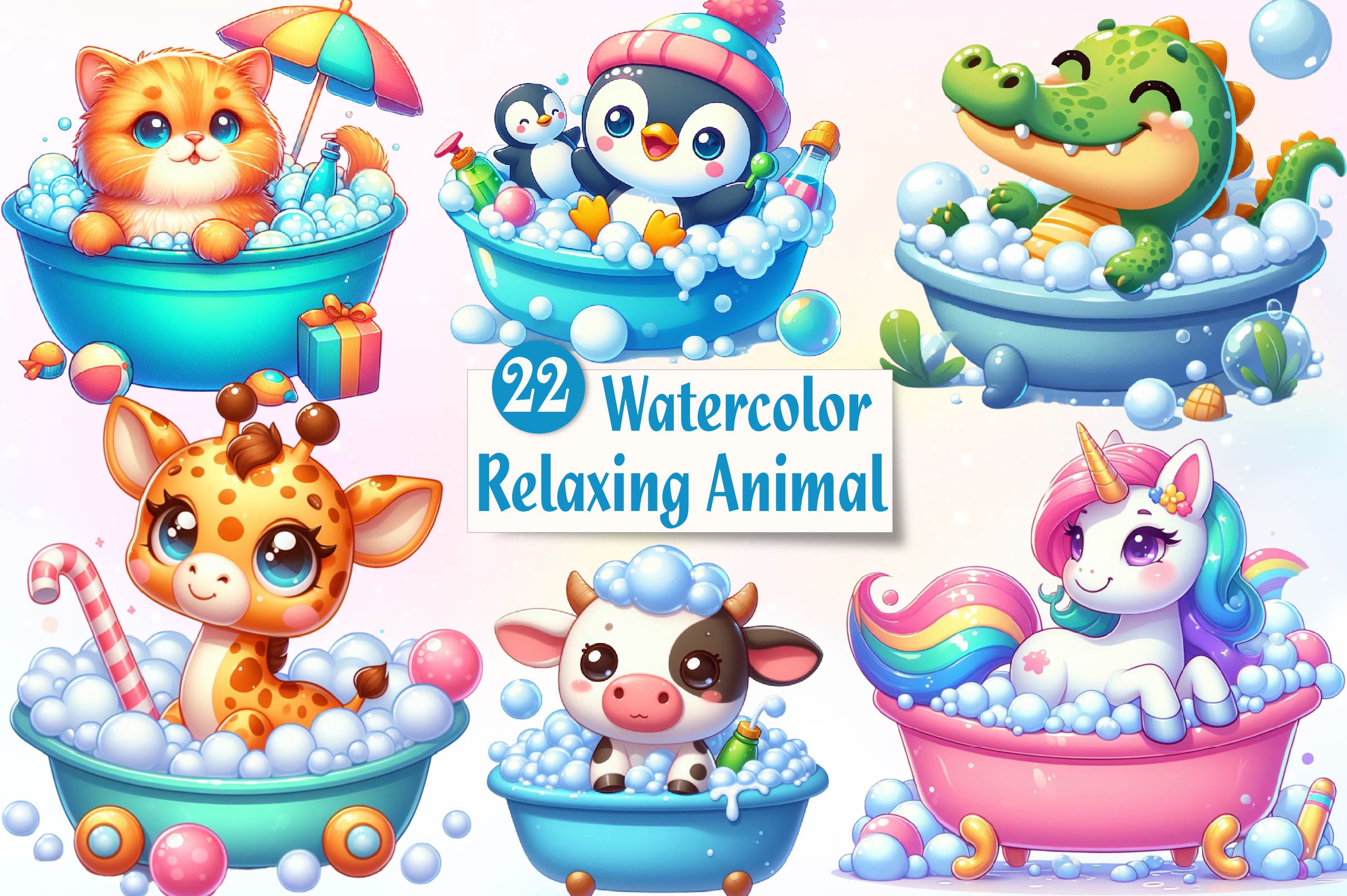 Cute Relaxing Animal Clipart Bundle