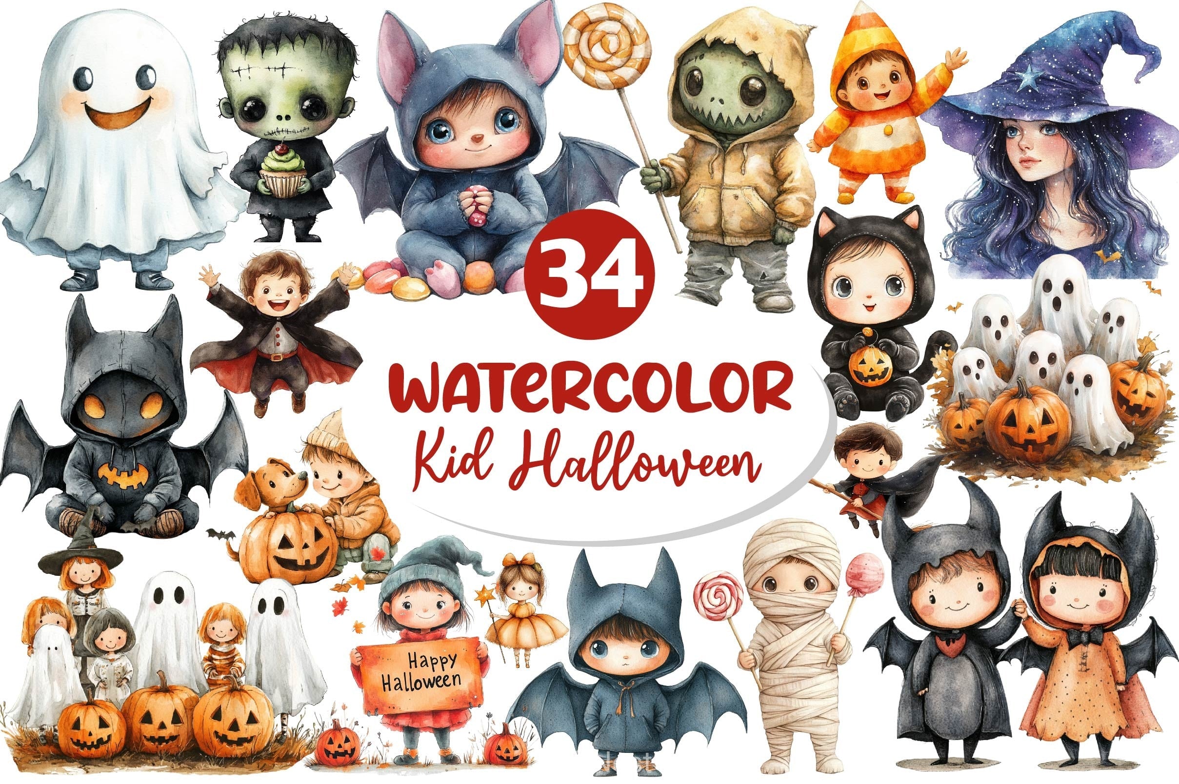 Kid Halloween Clipart Bundle
