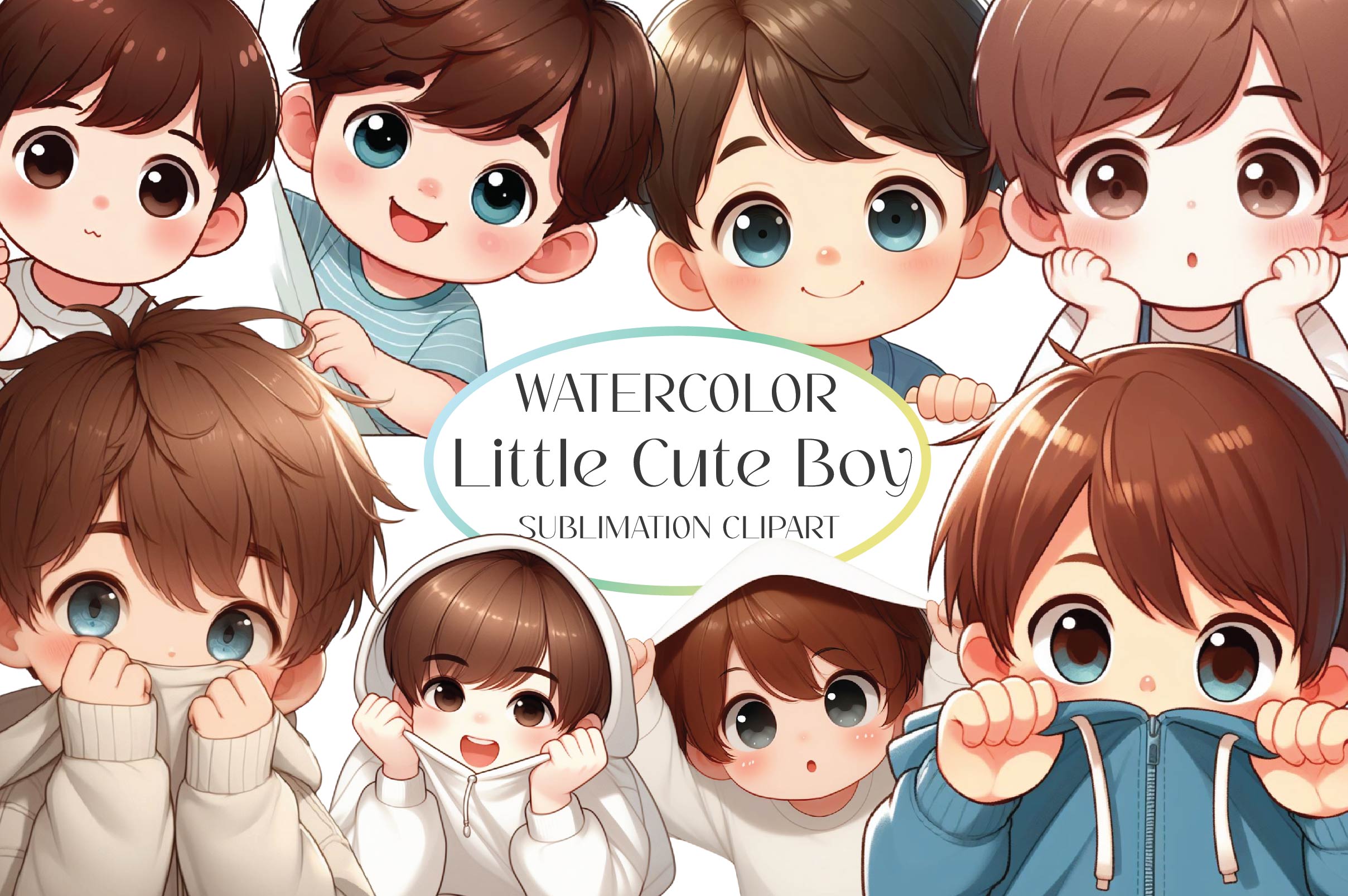 Little Cute Boy Clipart Bundle
