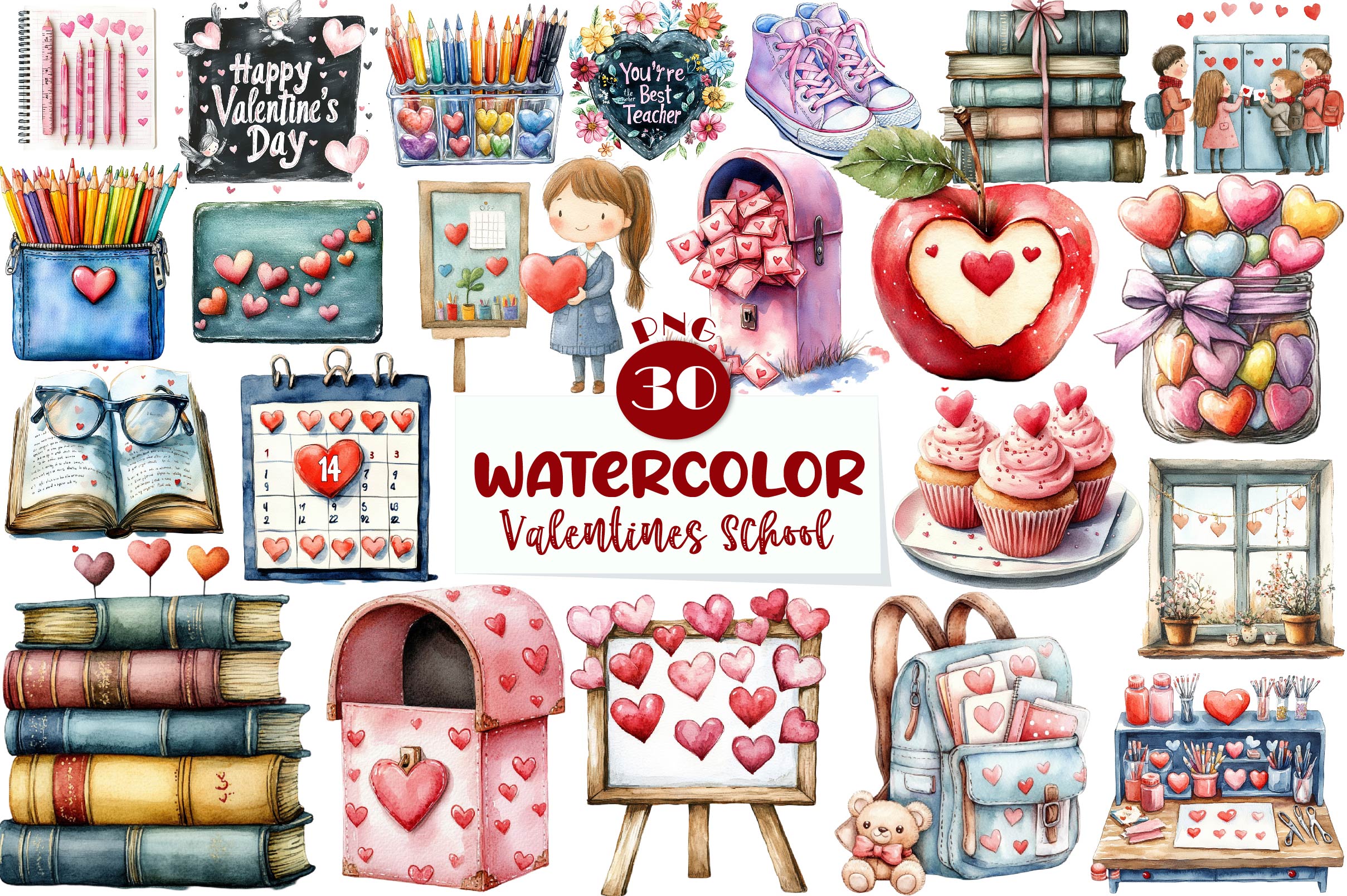 Valentines In School Clipart Bundle