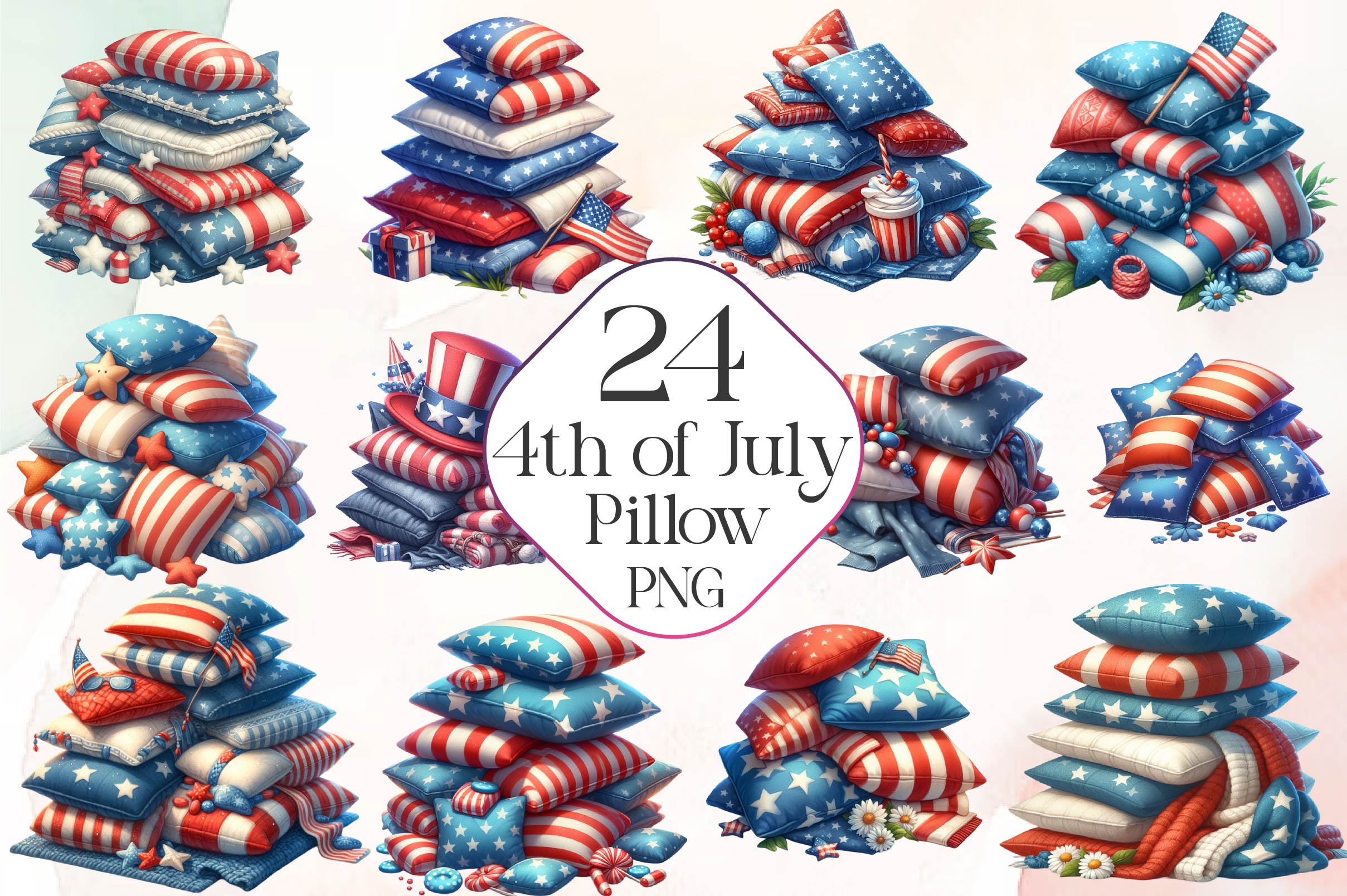 4th Of July Pillow Clipart Bundle