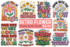 Positive Quotes Retro Flower Clipart Bundle