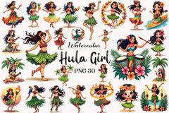 Hula Girl Clipart Bundle 3 - CraftNest - Digital Crafting and Art