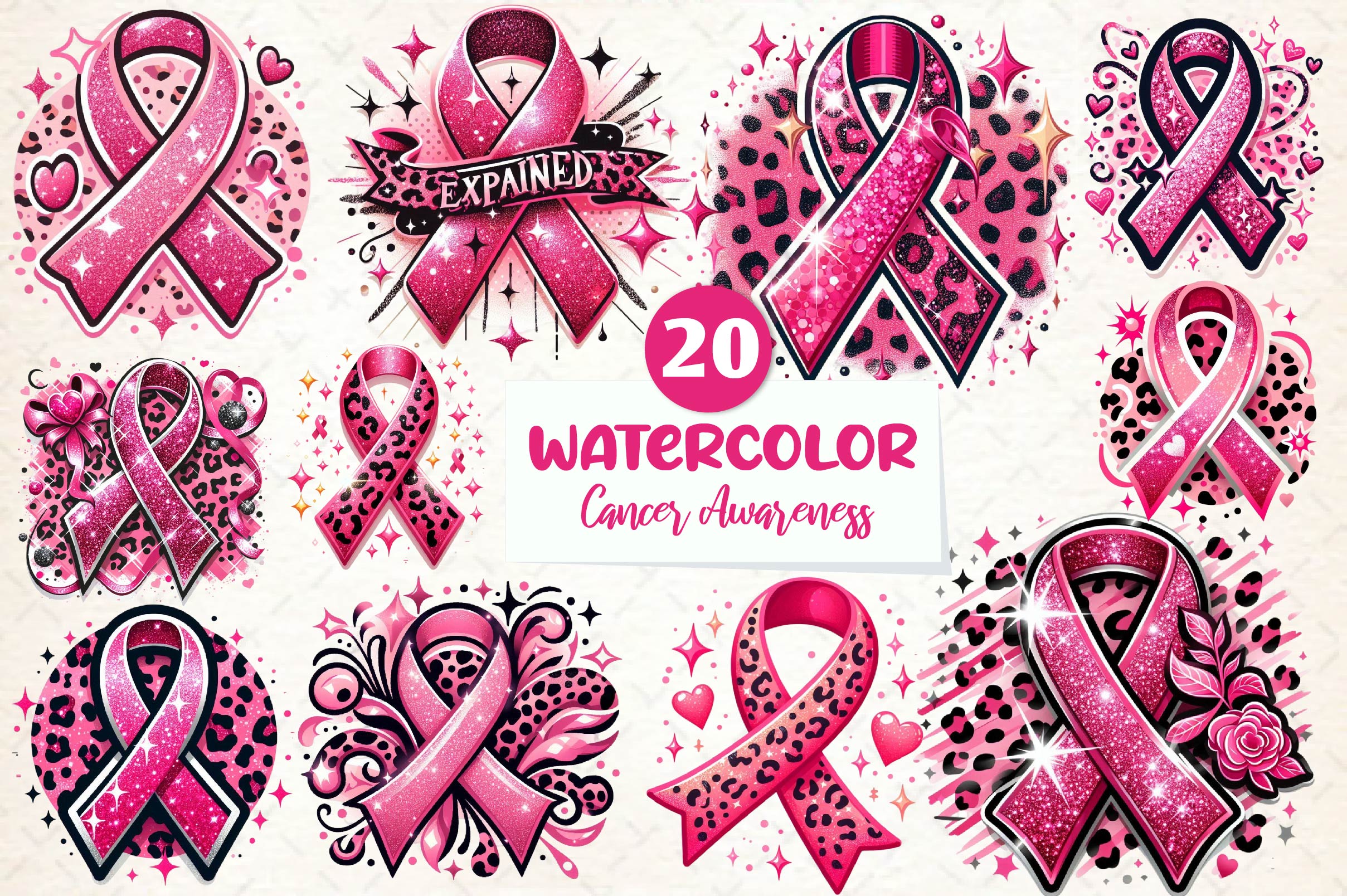 Breast Cancer Awareness Clipart Bundle 2