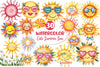 Groovy Cute Summer Sun Clipart Bundle