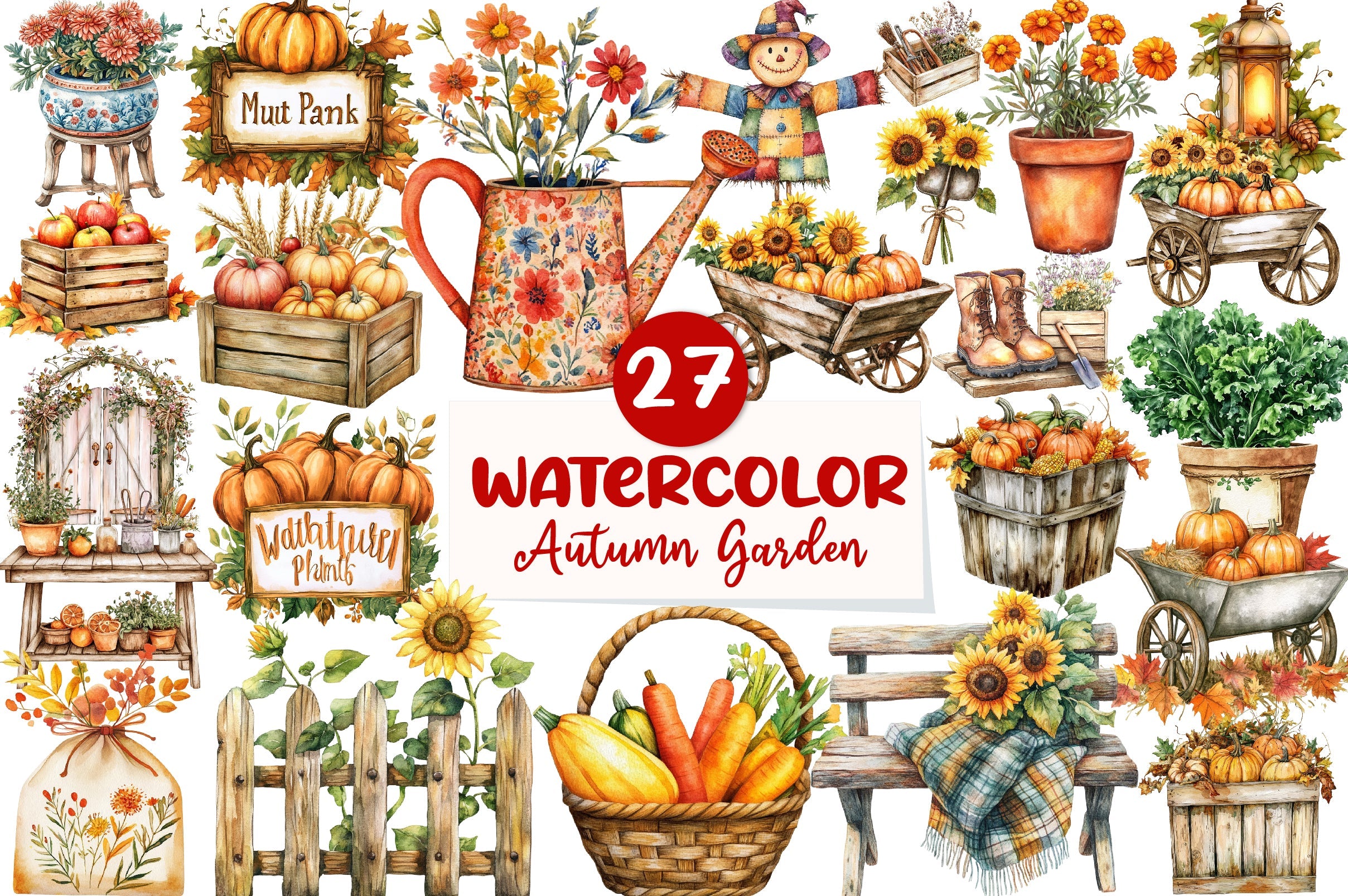 Autumn Garden Clipart Bundle 1