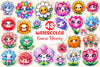 Kawaii Flowers Stickers Sticker Clipart Bundle