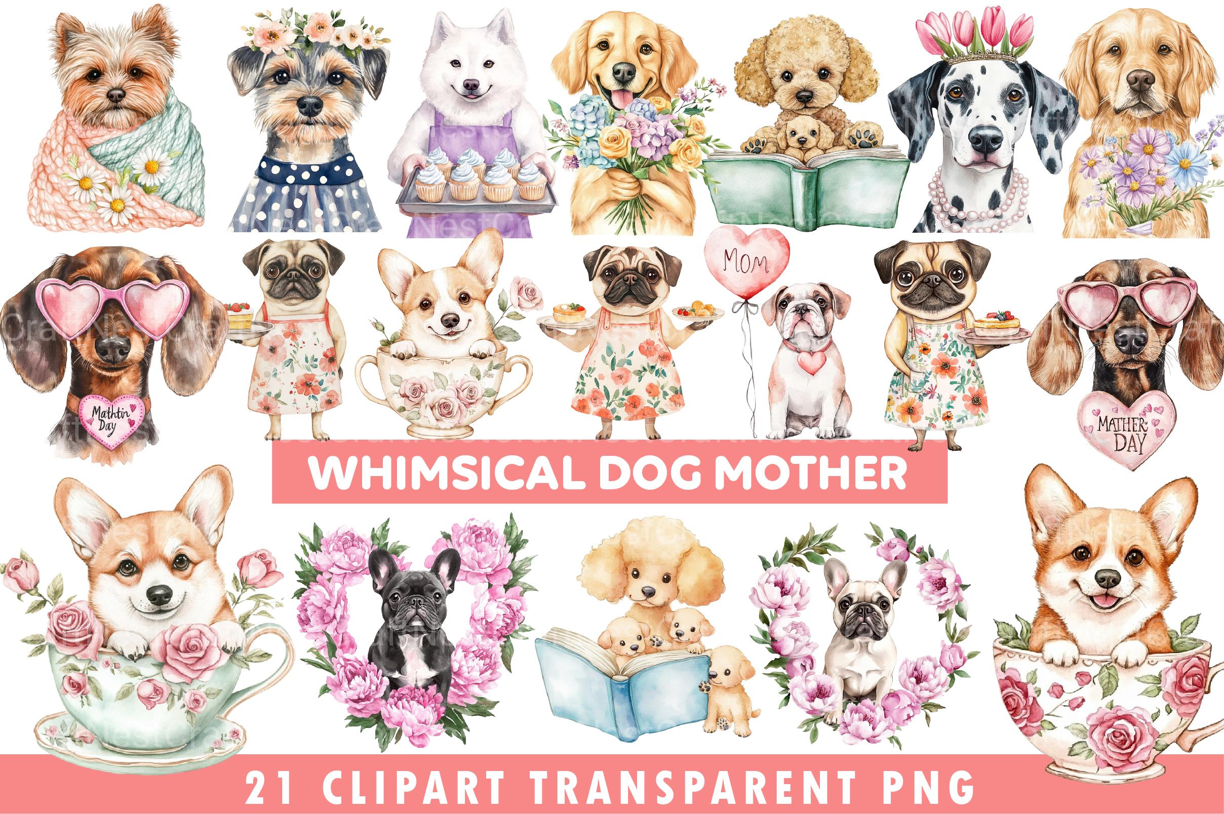 Whimsical Dog Mother Clipart