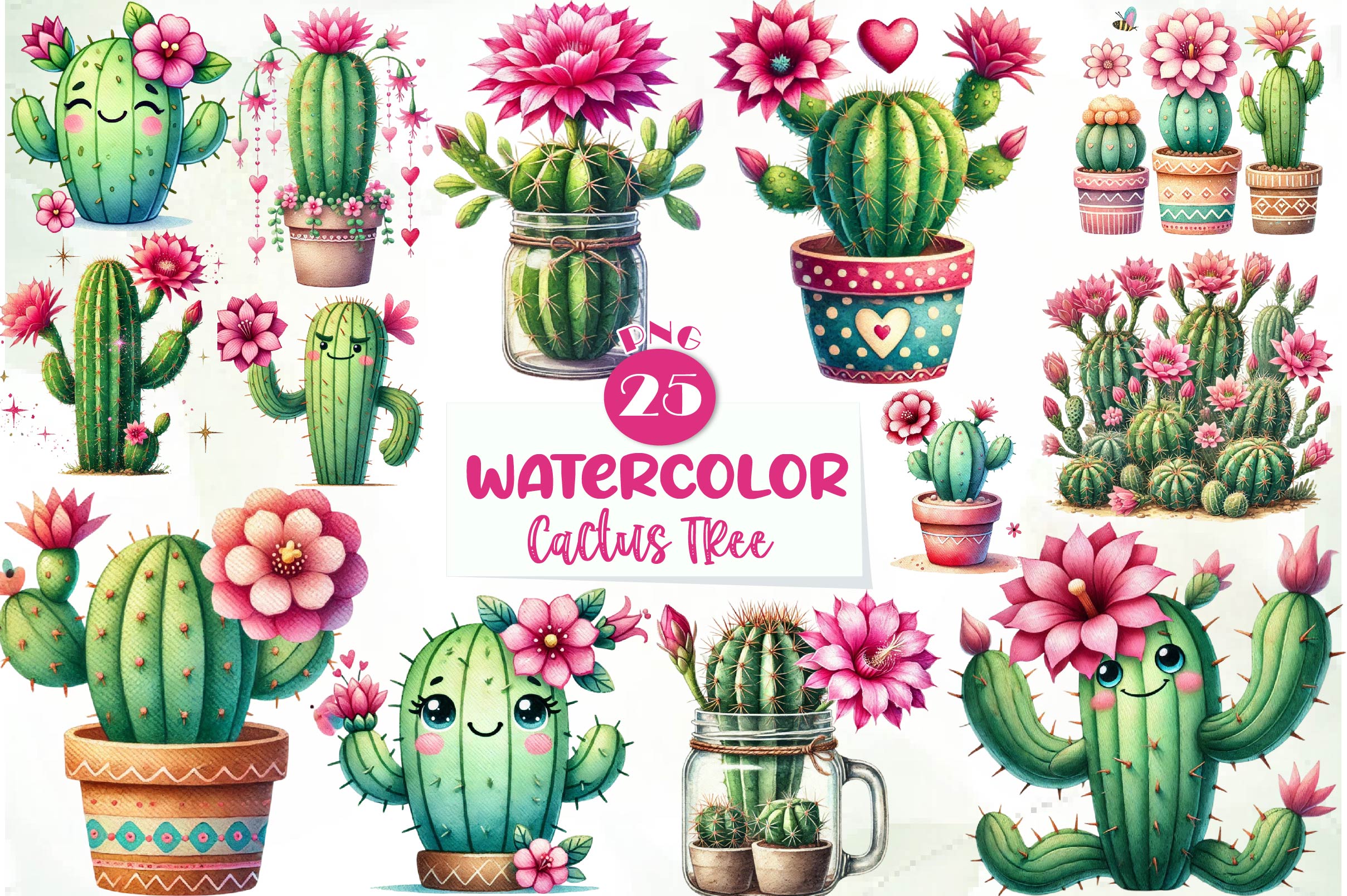 Cactus Tree Clipart Bundle